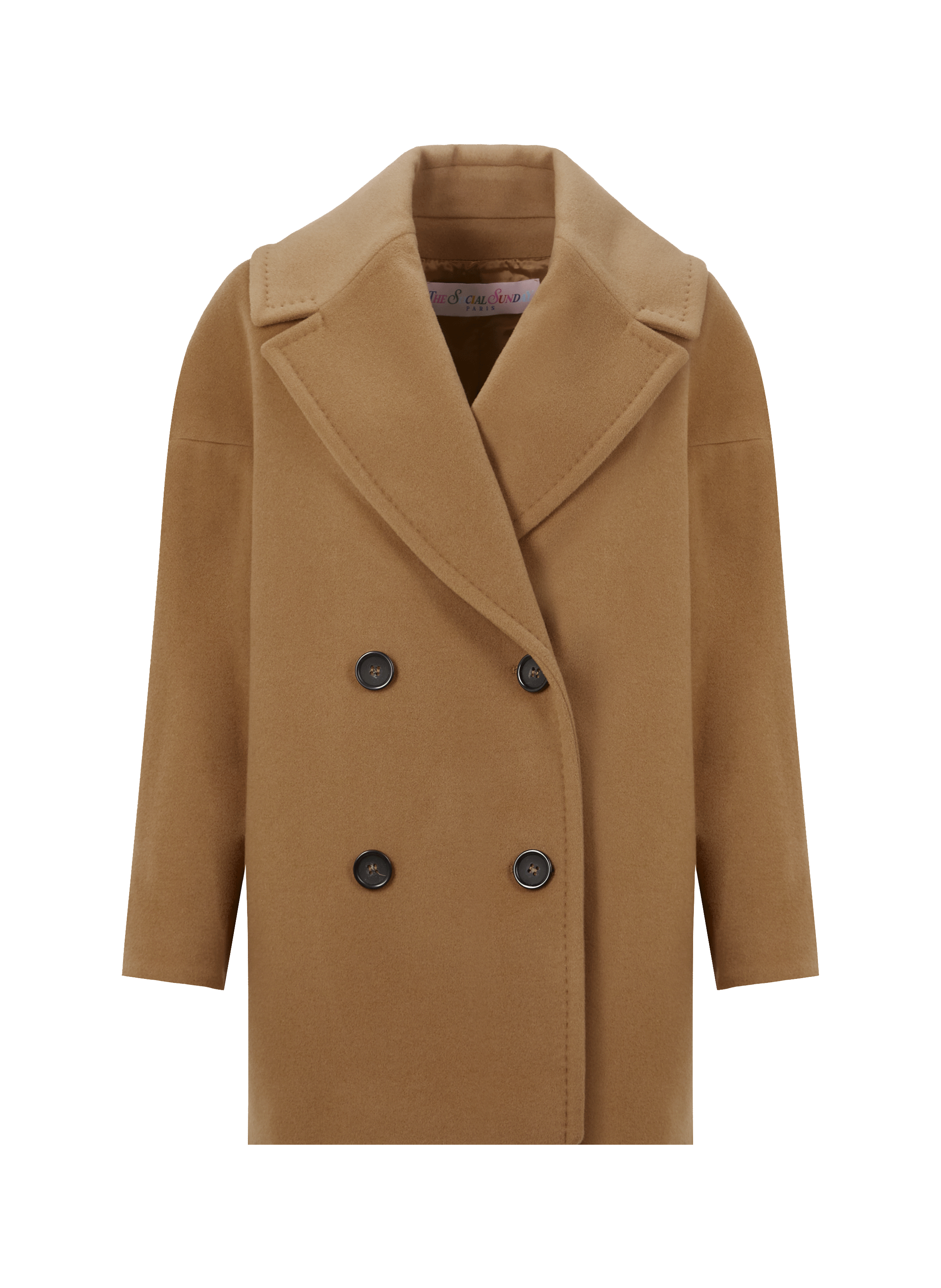 THE SOCIAL SUNDAY Short coat in blended cashmere Brown