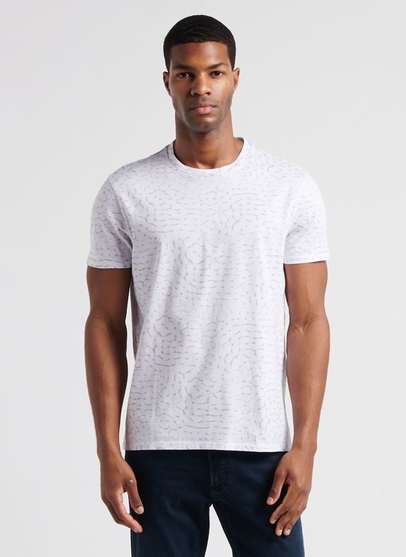 IKKS Tee-shirt col rond droit en coton imprimé Blanc