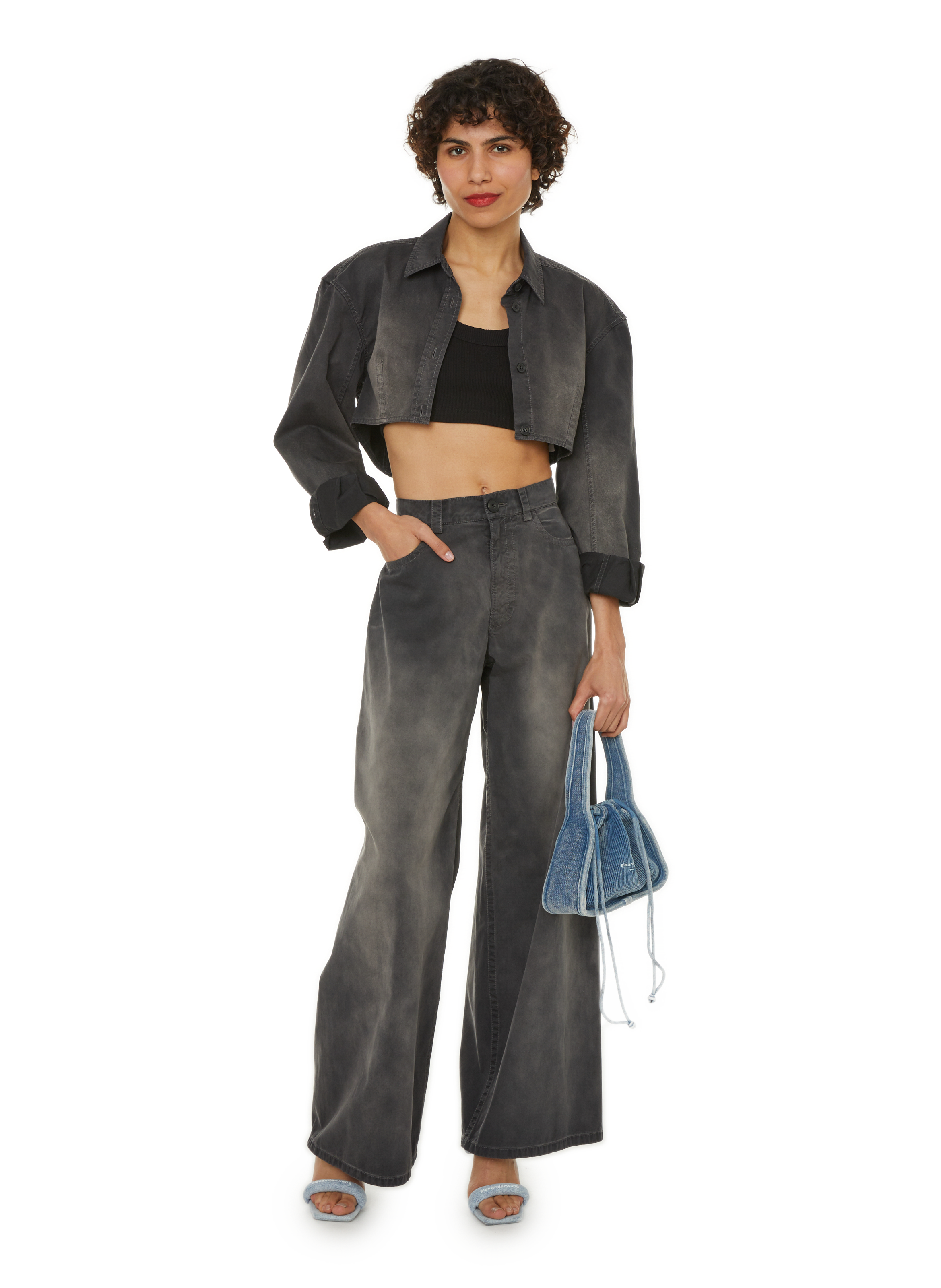 Faded cropped shirt ALEXANDER WANG Black