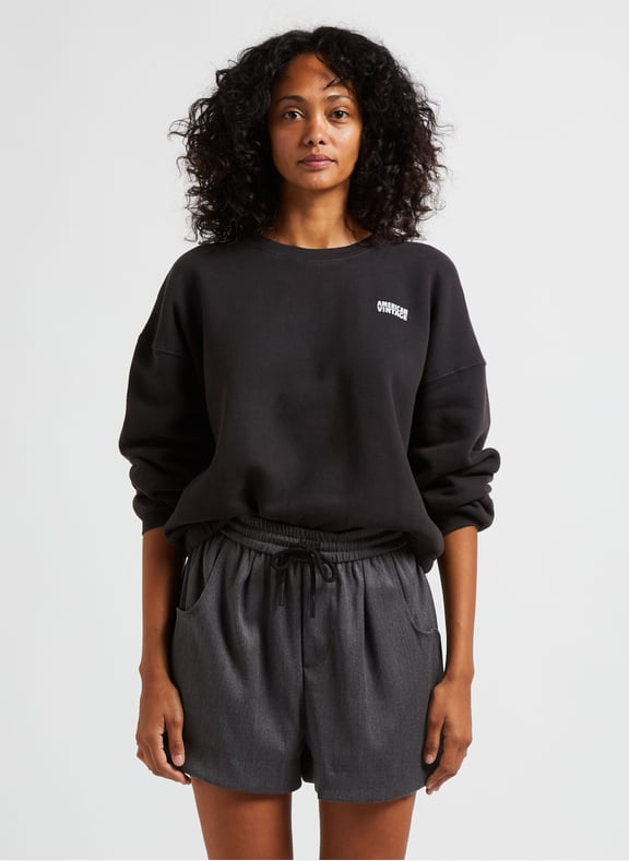 Sweat court col rond en coton mélangé izubird Noir by AMERICAN VINTAGE AMERICAN VINTAGE Sweat court col rond en coton mélangé izubird Noir