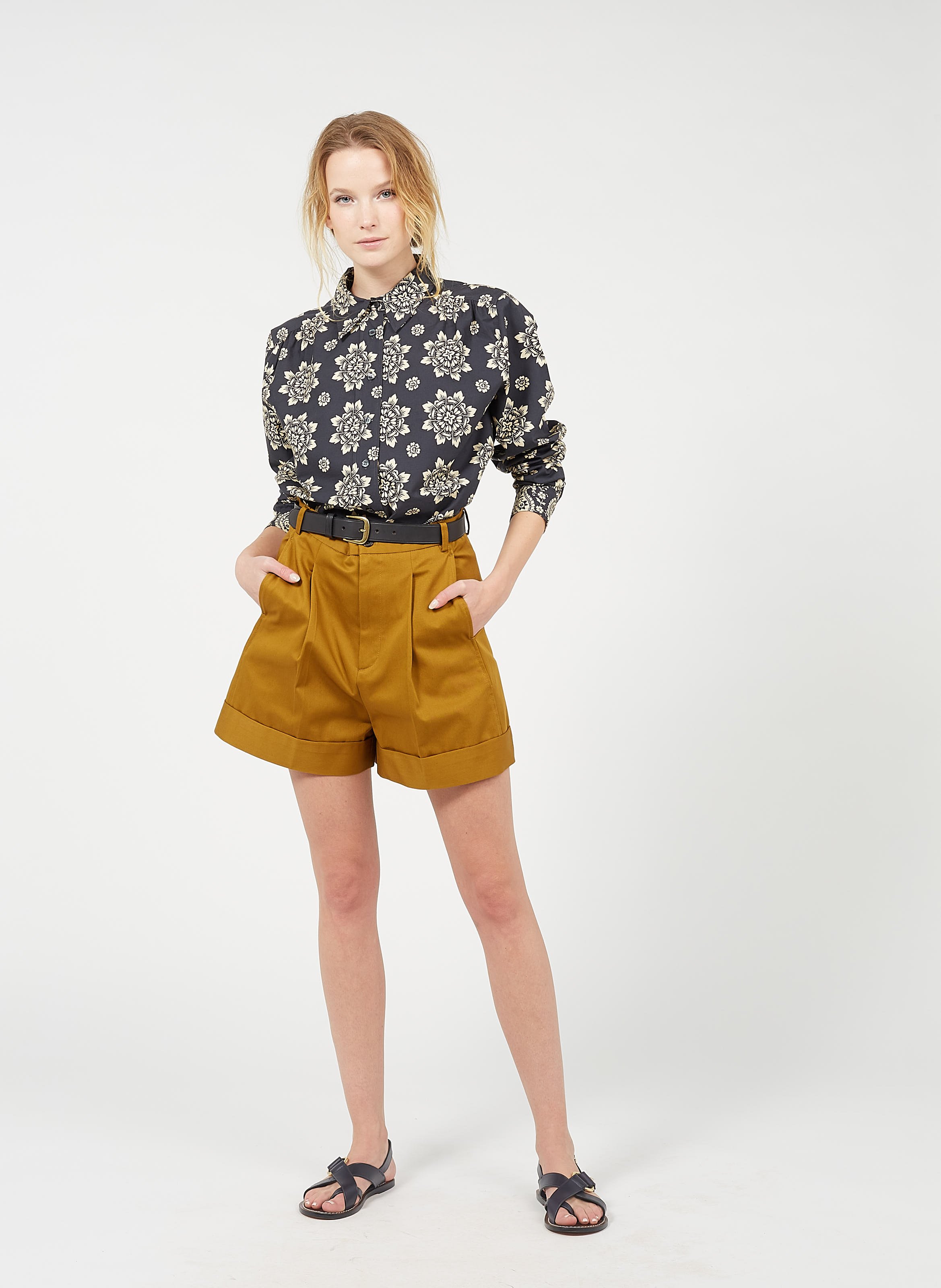 Ceinture à boucle en cuir cafe SOEUR Noir