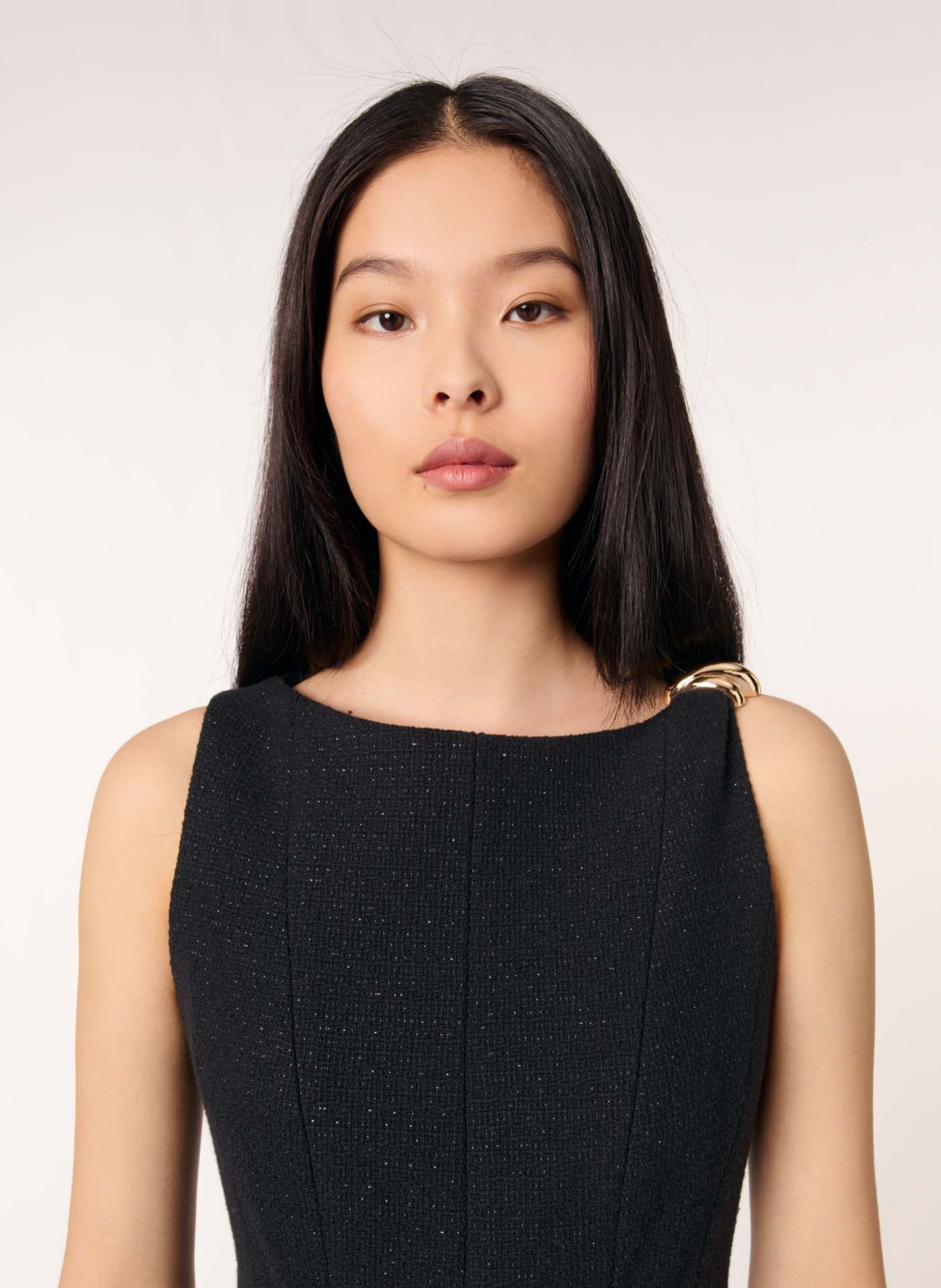 Robe courte évasée en coton mélangé MAJE Noir