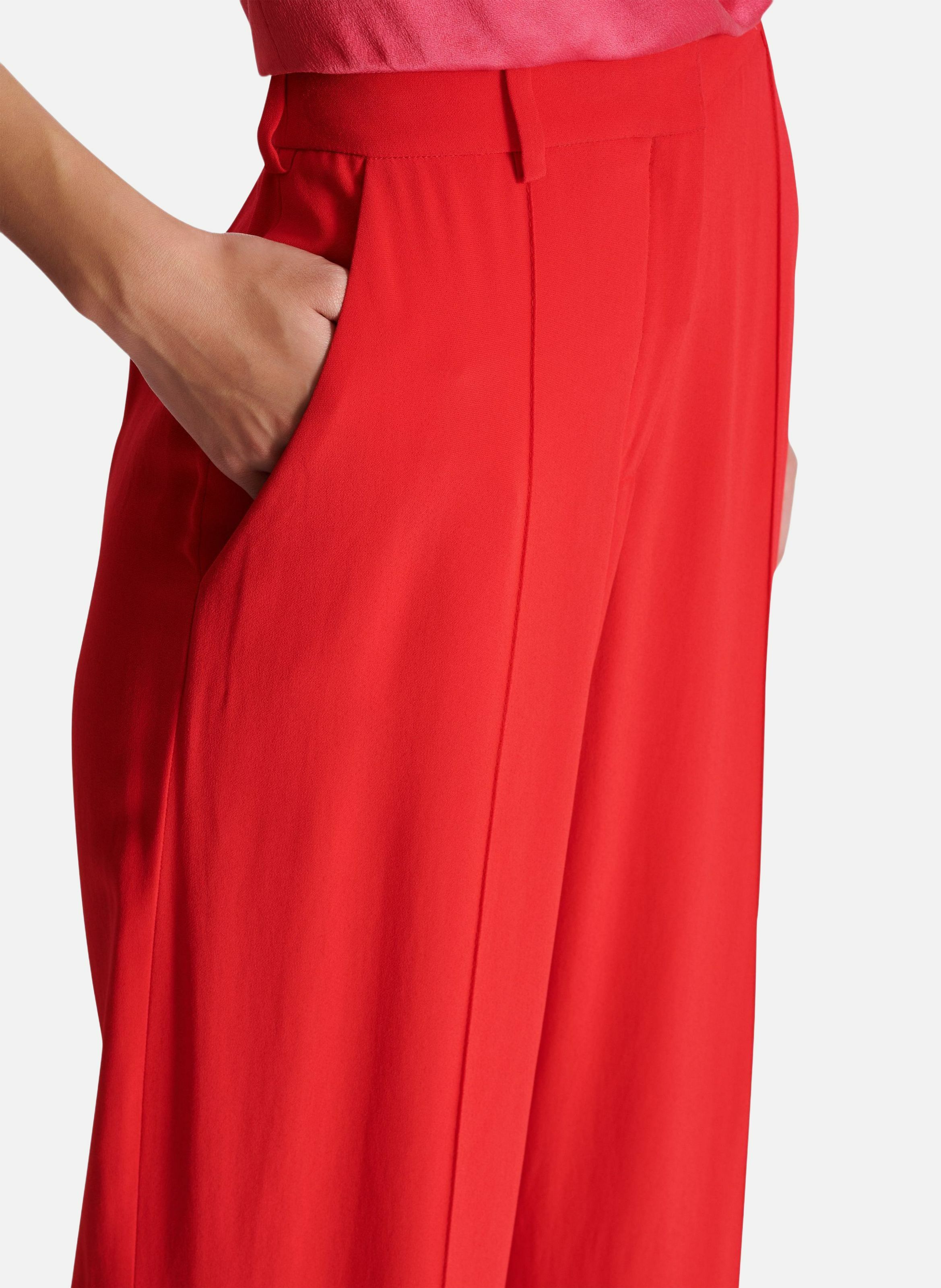 Pantalon tailleur droit en crêpe BALMAIN Rouge