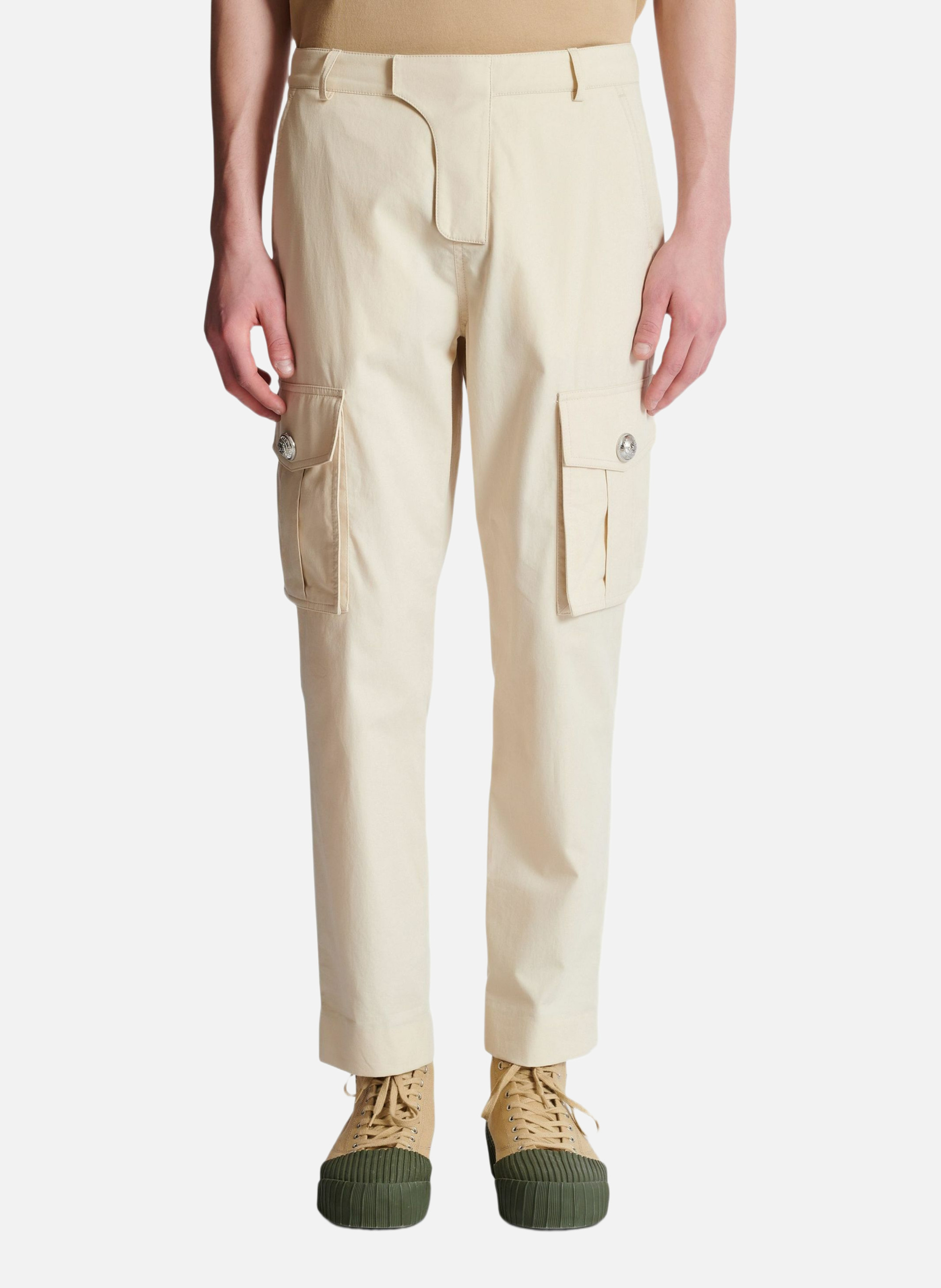 Pantalon cargo en coton BALMAIN Beige