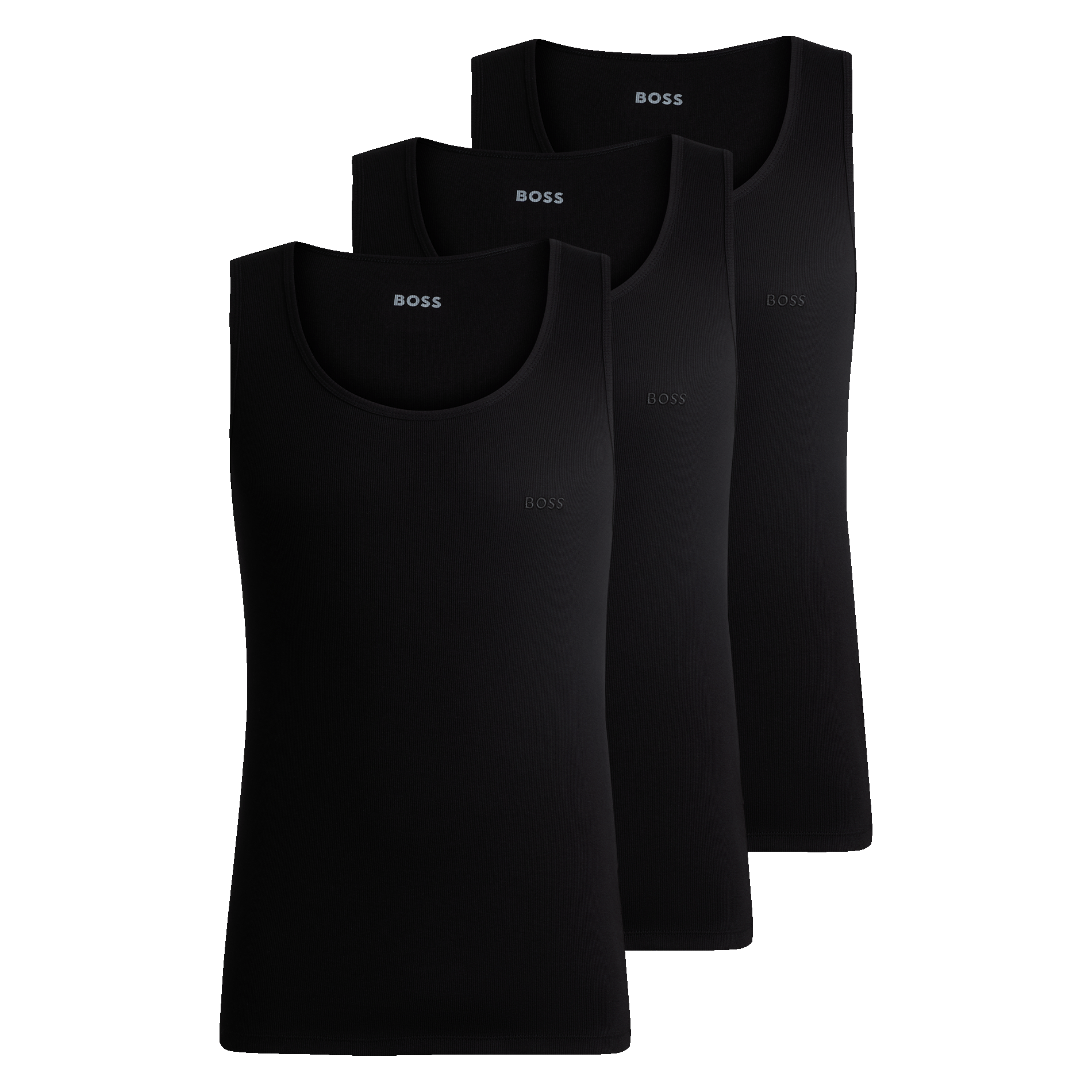 Lot de trois débardeurs en coton BOSS Noir