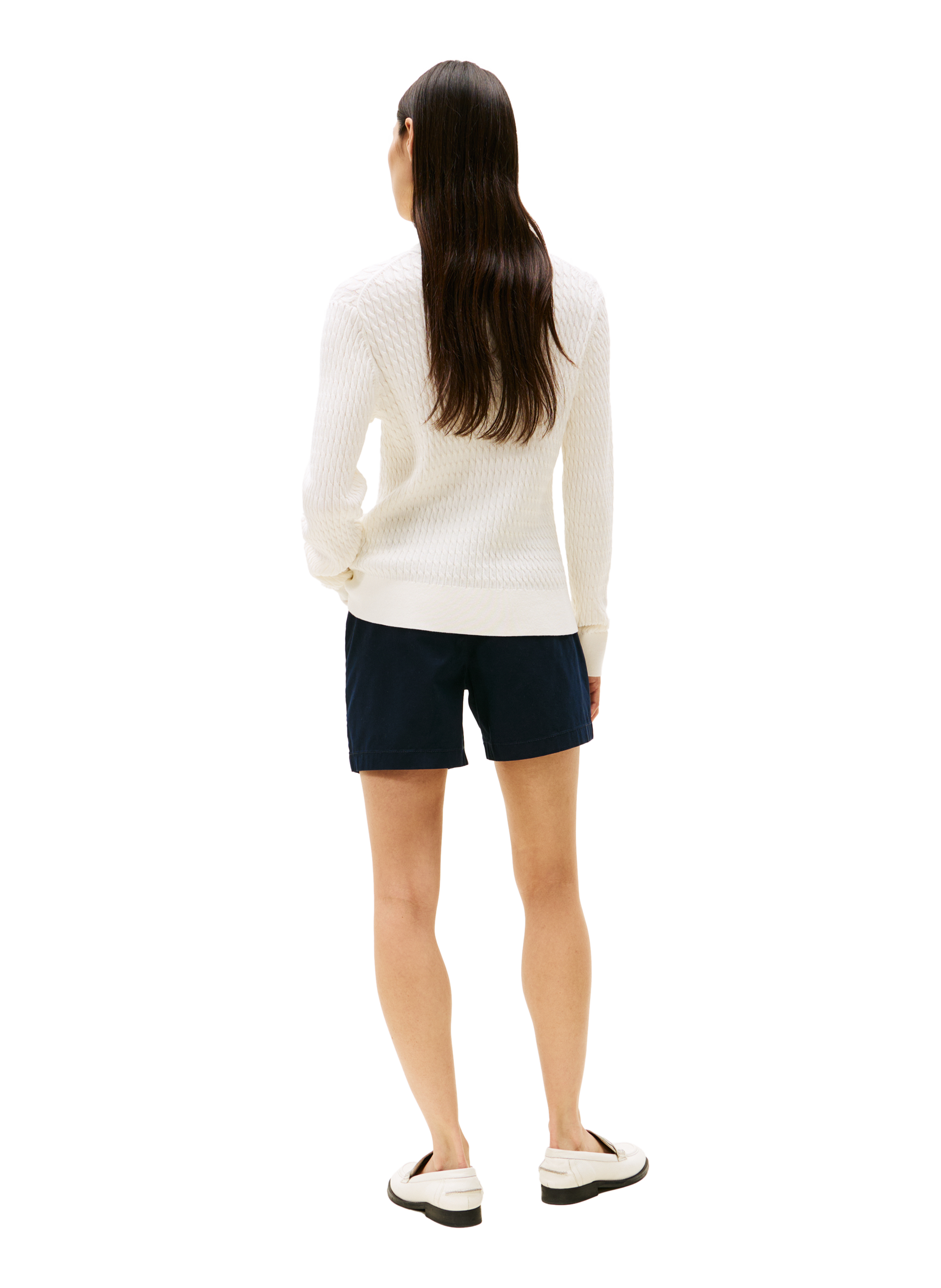 Pull torsadé en coton TOMMY HILFIGER Blanc