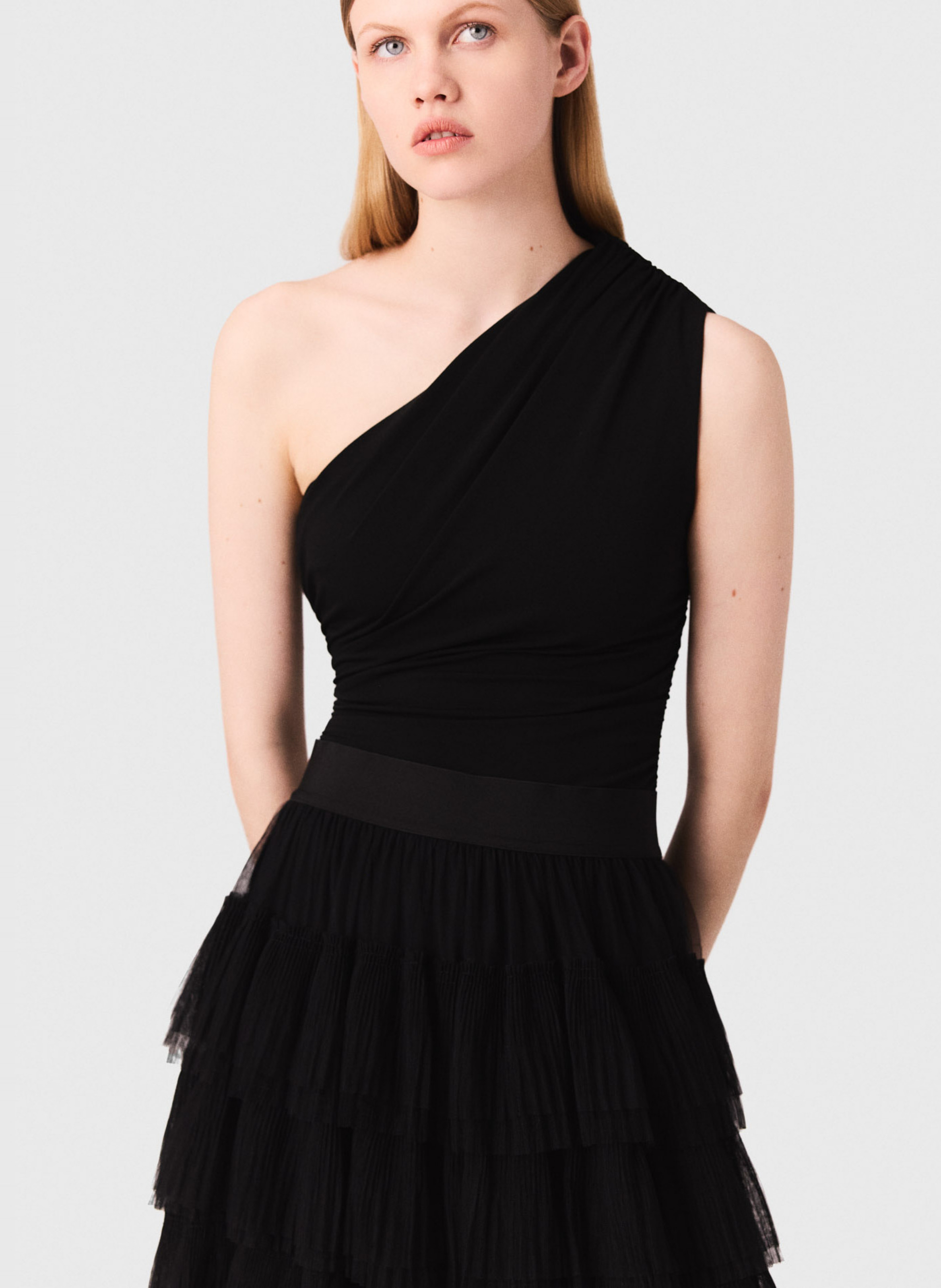 Body drapé asymétrique uni MAJE Noir