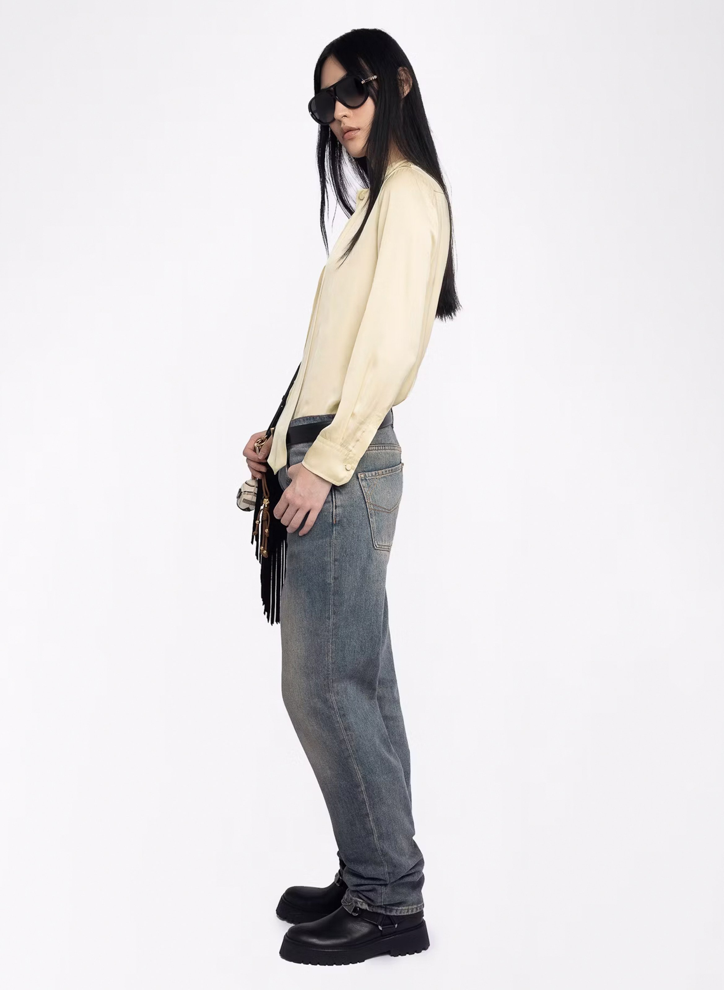 Chemise droite en satin tulba ZADIG&VOLTAIRE Jaune