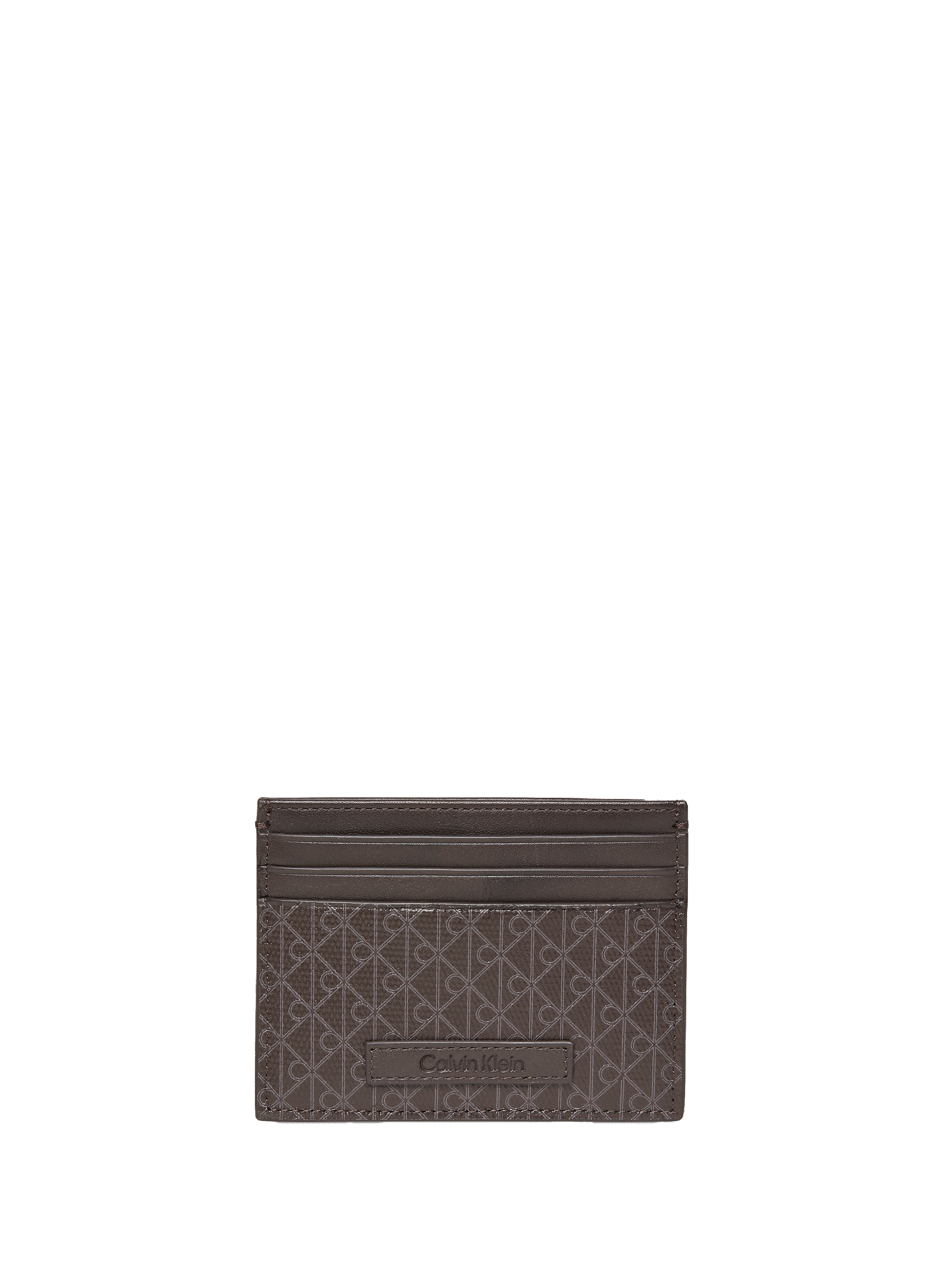 CALVIN KLEIN Porte-cartes imprimé monogramme Gris