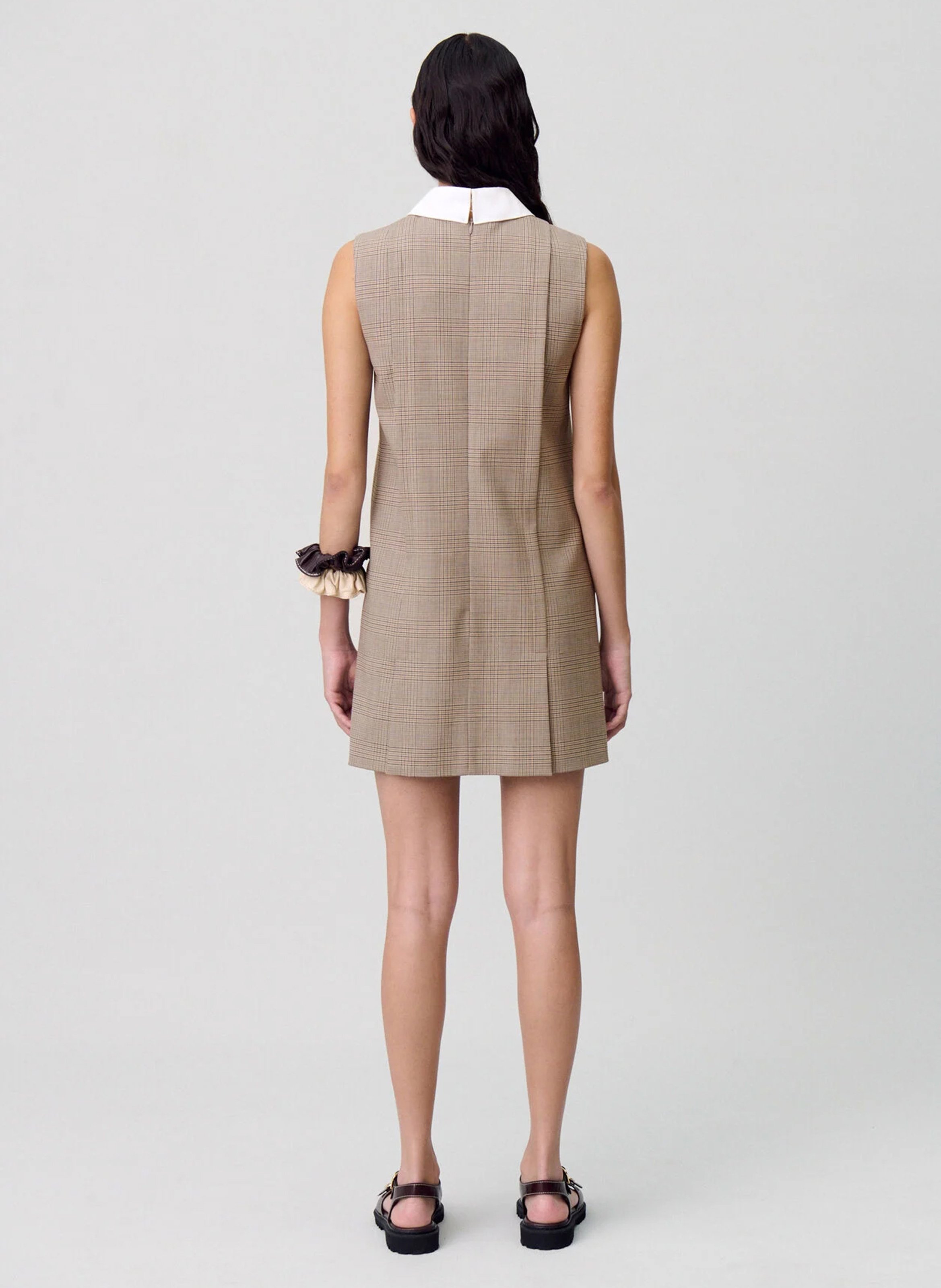 Robe coourte col contrasté en laine mélangée CLAUDIE PIERLOT Multicolore