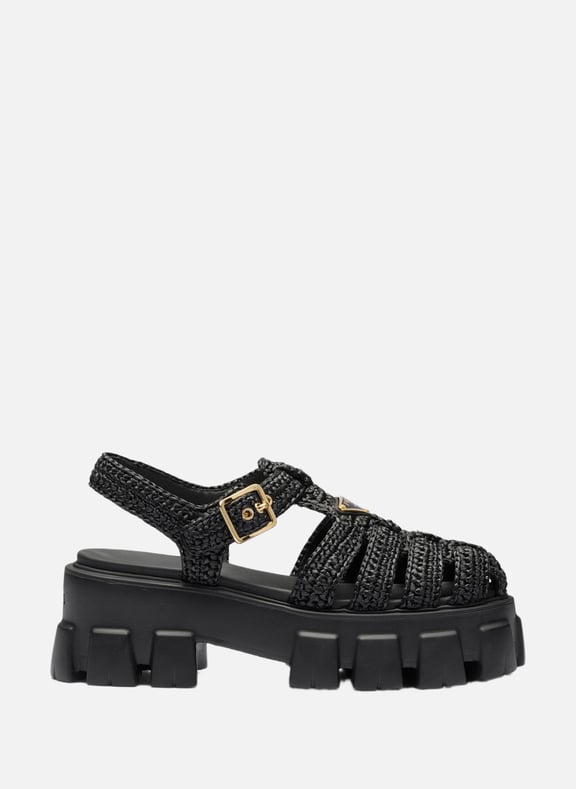 Sandales monolith en crochet Noir by PRADA PRADA Sandales monolith en crochet Noir