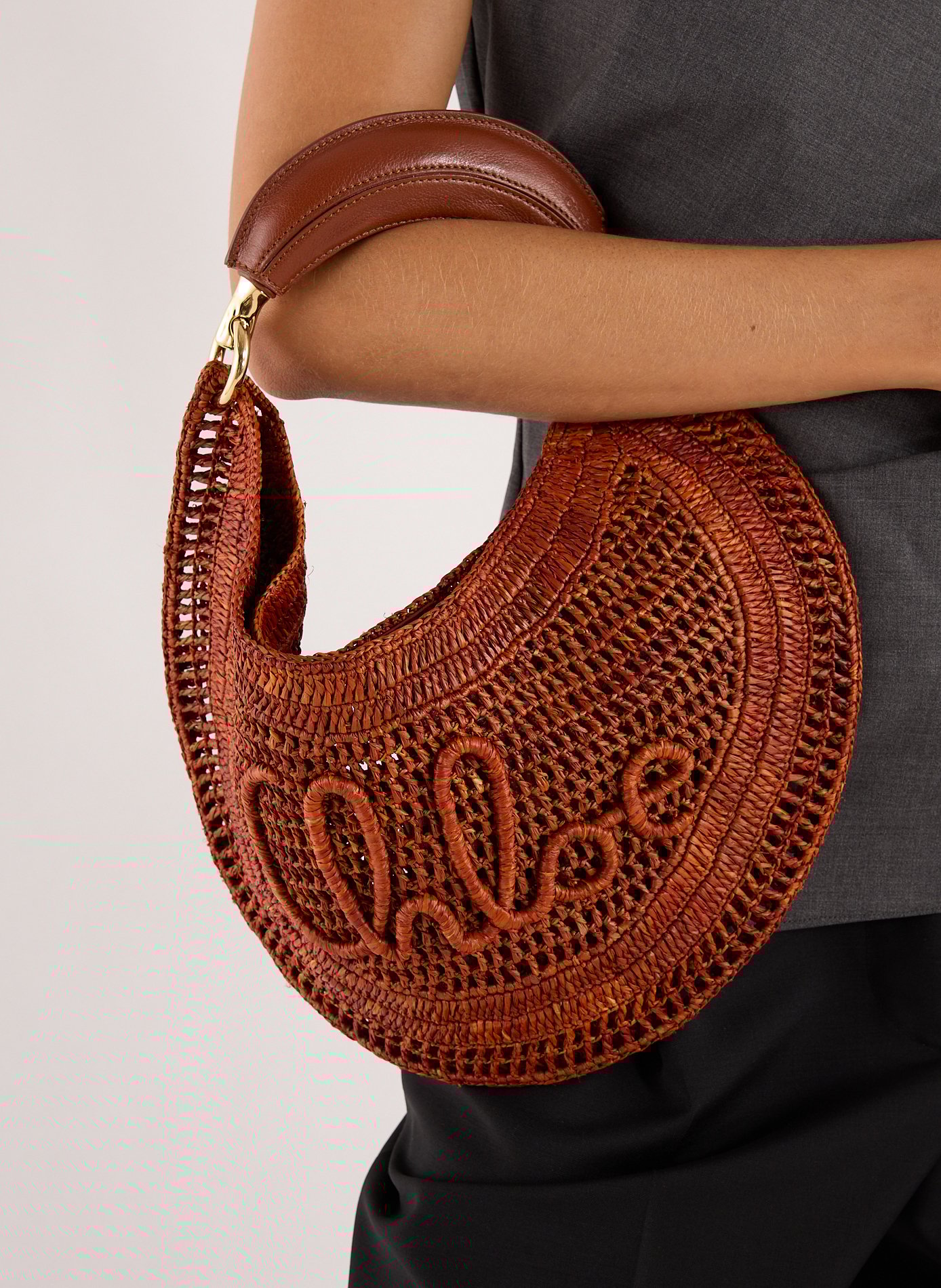 Sac à main Hobo Summer Banana en raphia CHLOÉ Marron