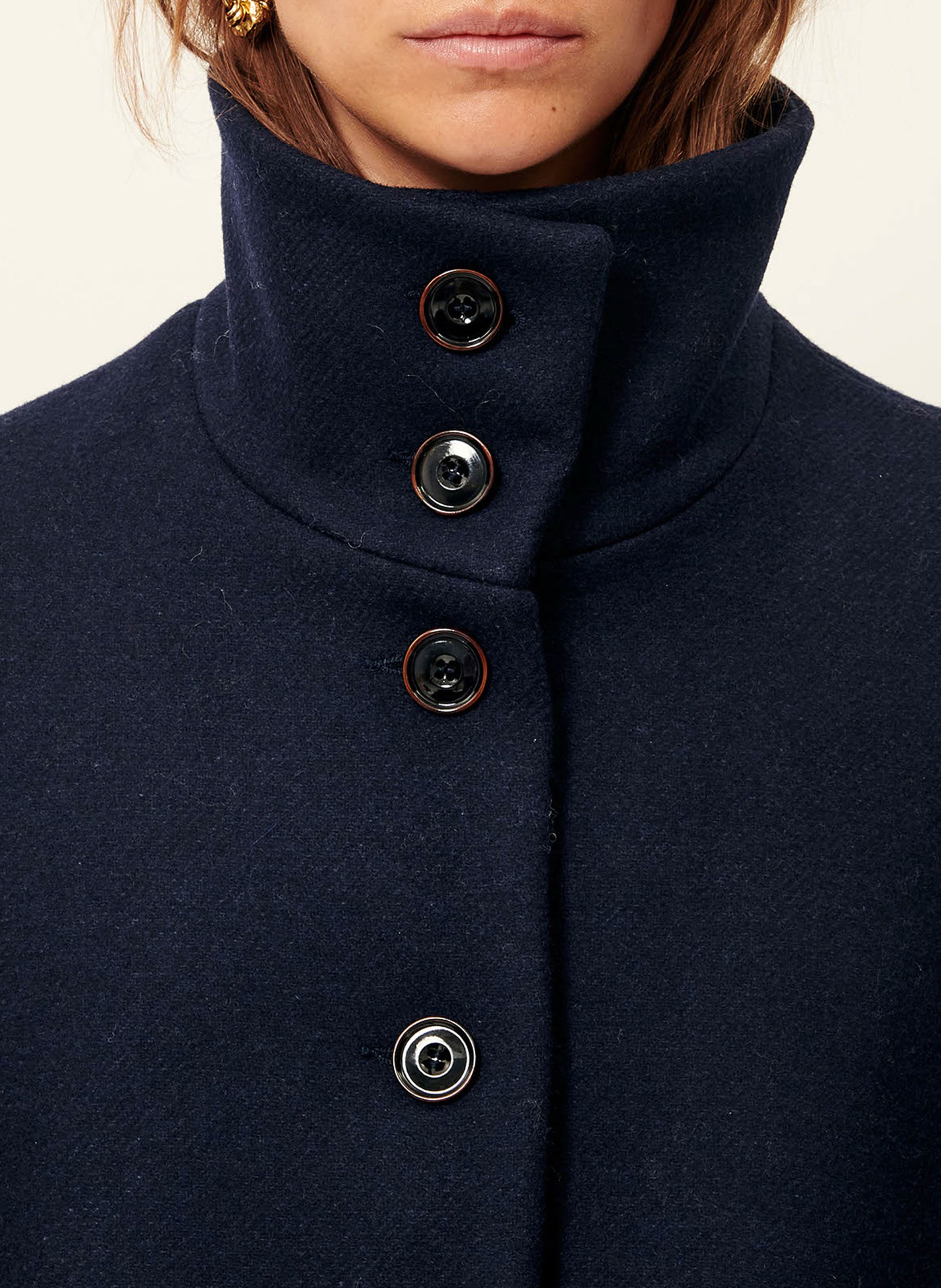 Manteau col montant en laine mélangée paradise SESSUN Bleu