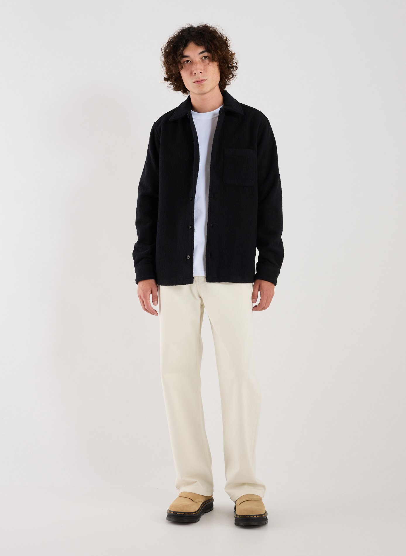 Chemise unie en laine mélangée SAMSOE SAMSOE Bleu