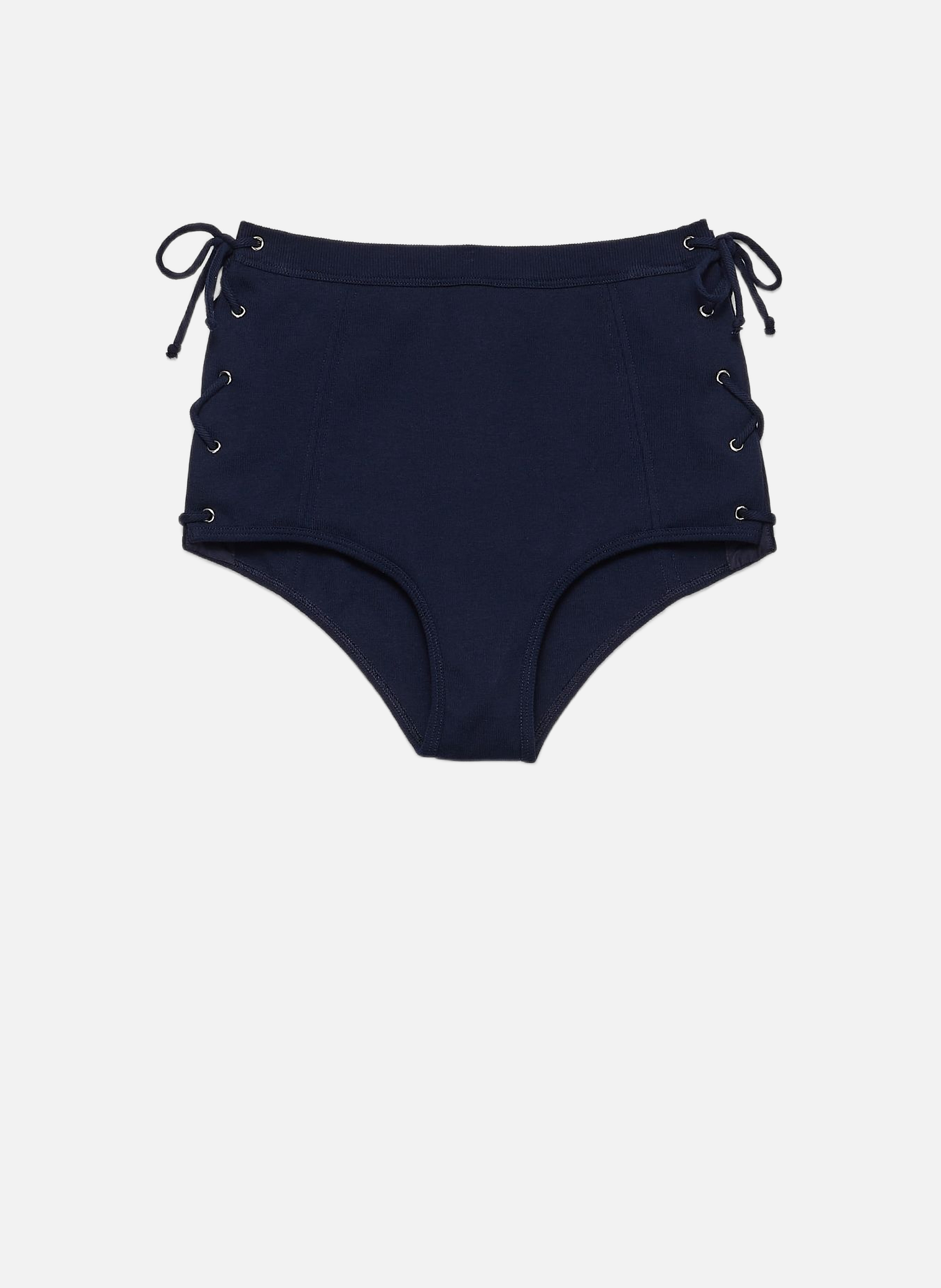 Short en coton avec liens PRADA Bleu