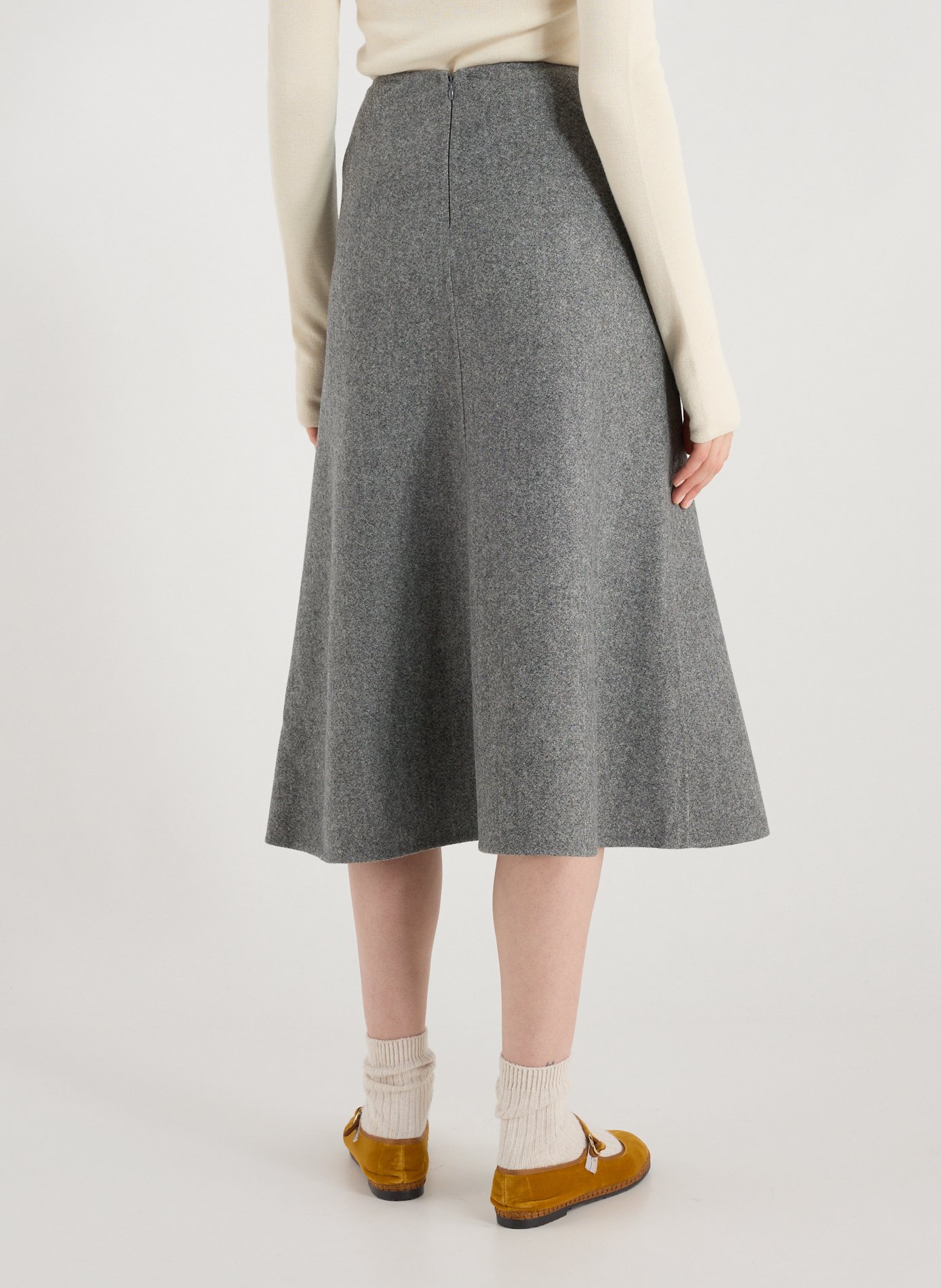 Midi wool and cashmere blend skirt R2W Grey