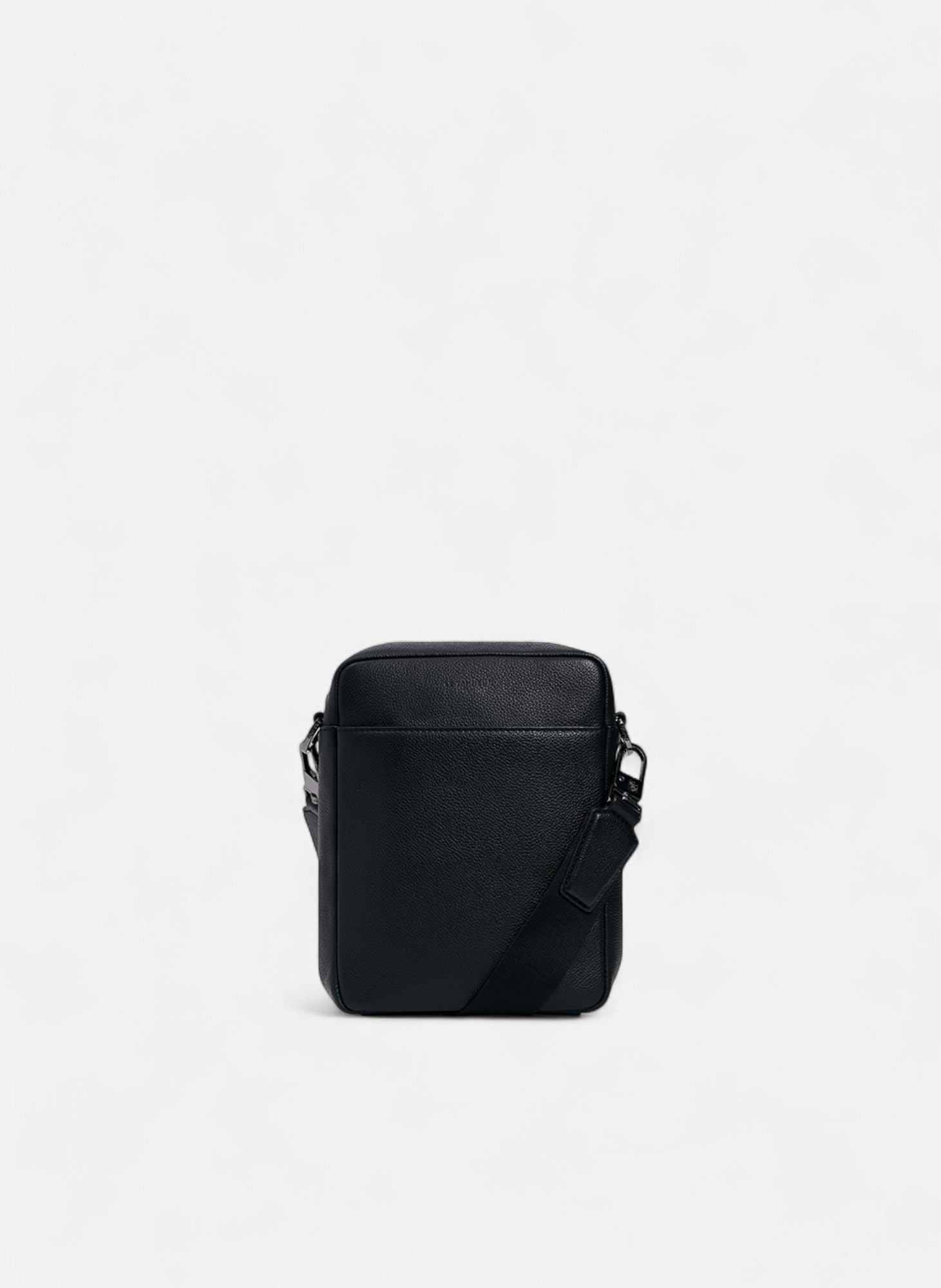 LE TANNEUR Petite sacoche zippée marceau en cuir grainé Noir