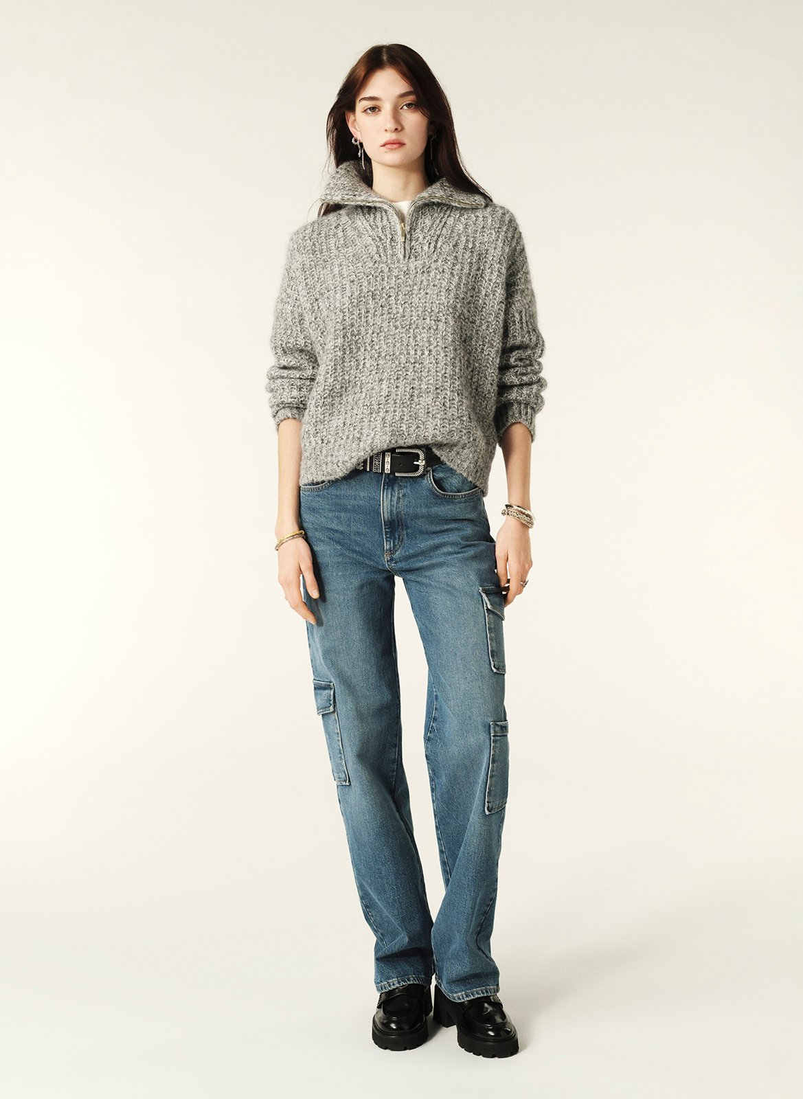 Pull col montant en laine mélangée baltan BA&SH Noir