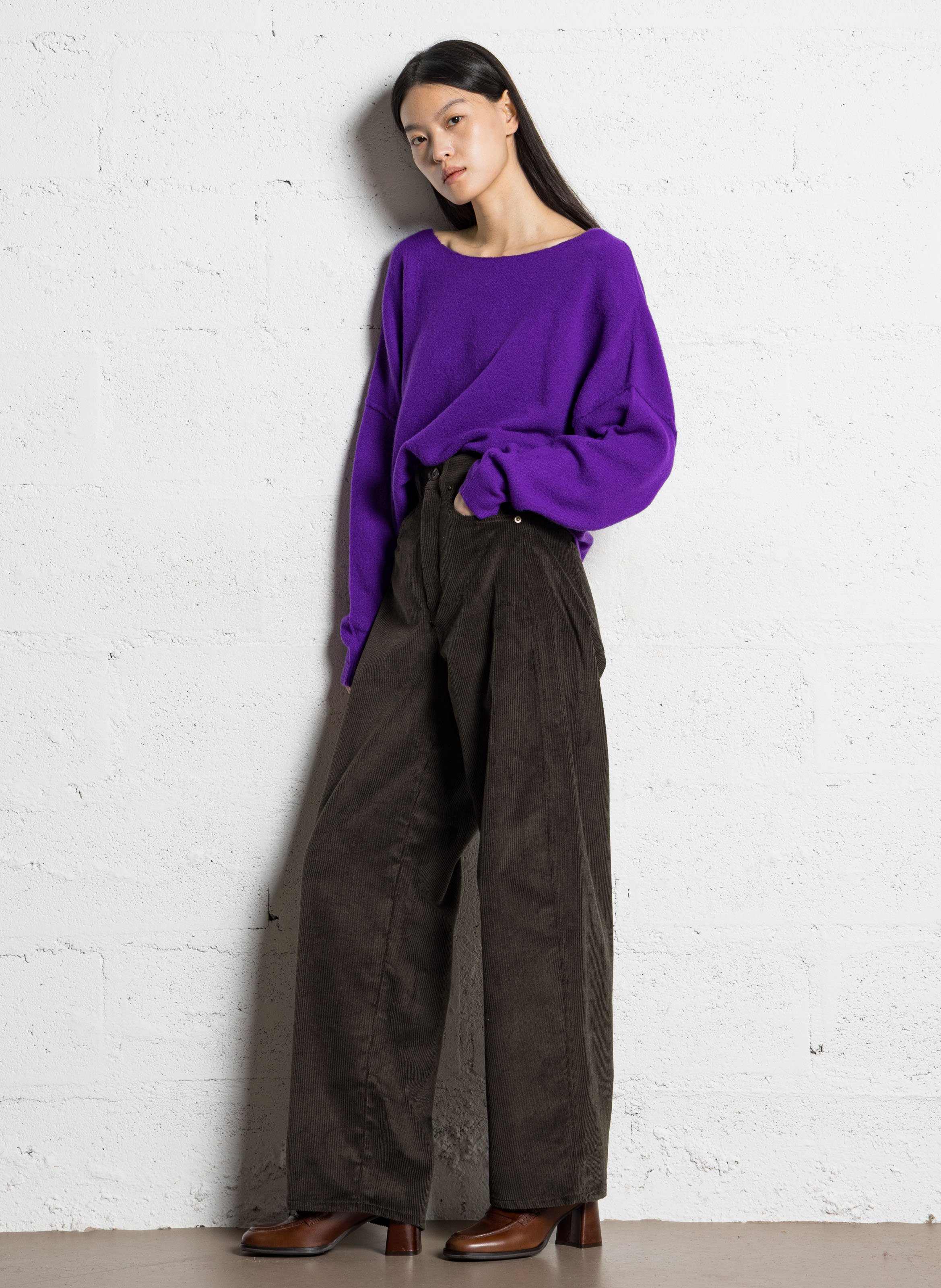 Pantalon droit en velours côtelé gunther SOEUR Marron