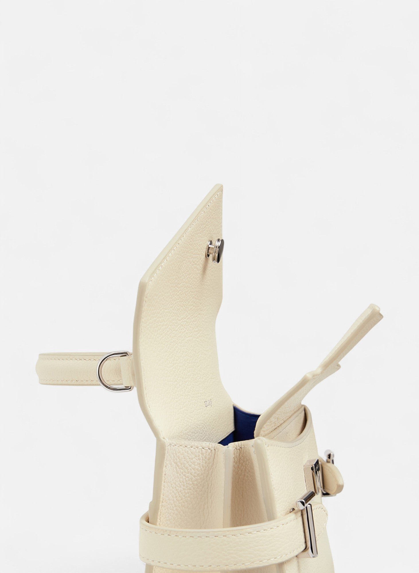 Petit sac à main double rabat emilie en cuir grainé LE TANNEUR Blanc