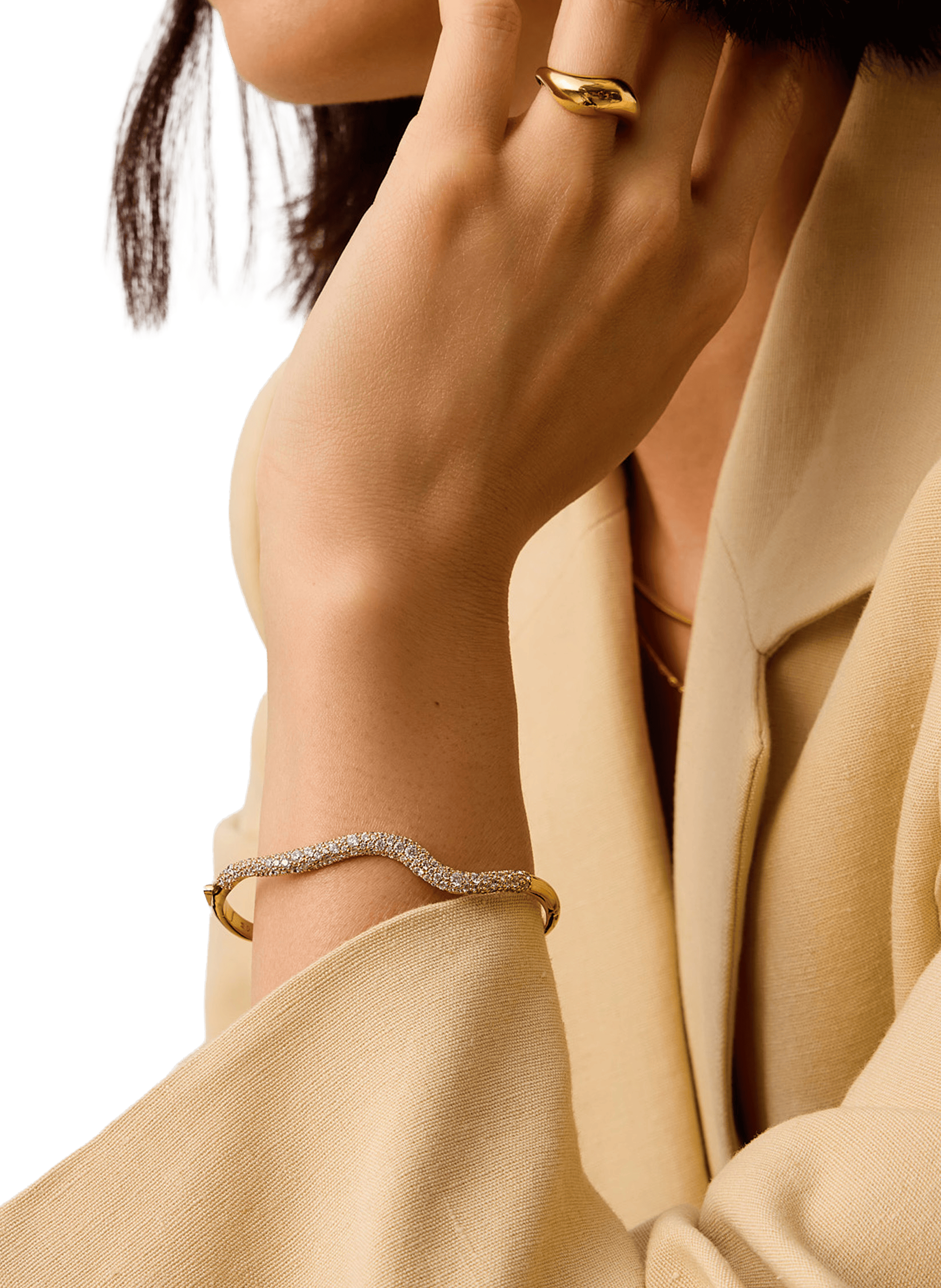 Mixed brass and gold plated wavy bracelet MISSOMA Golden