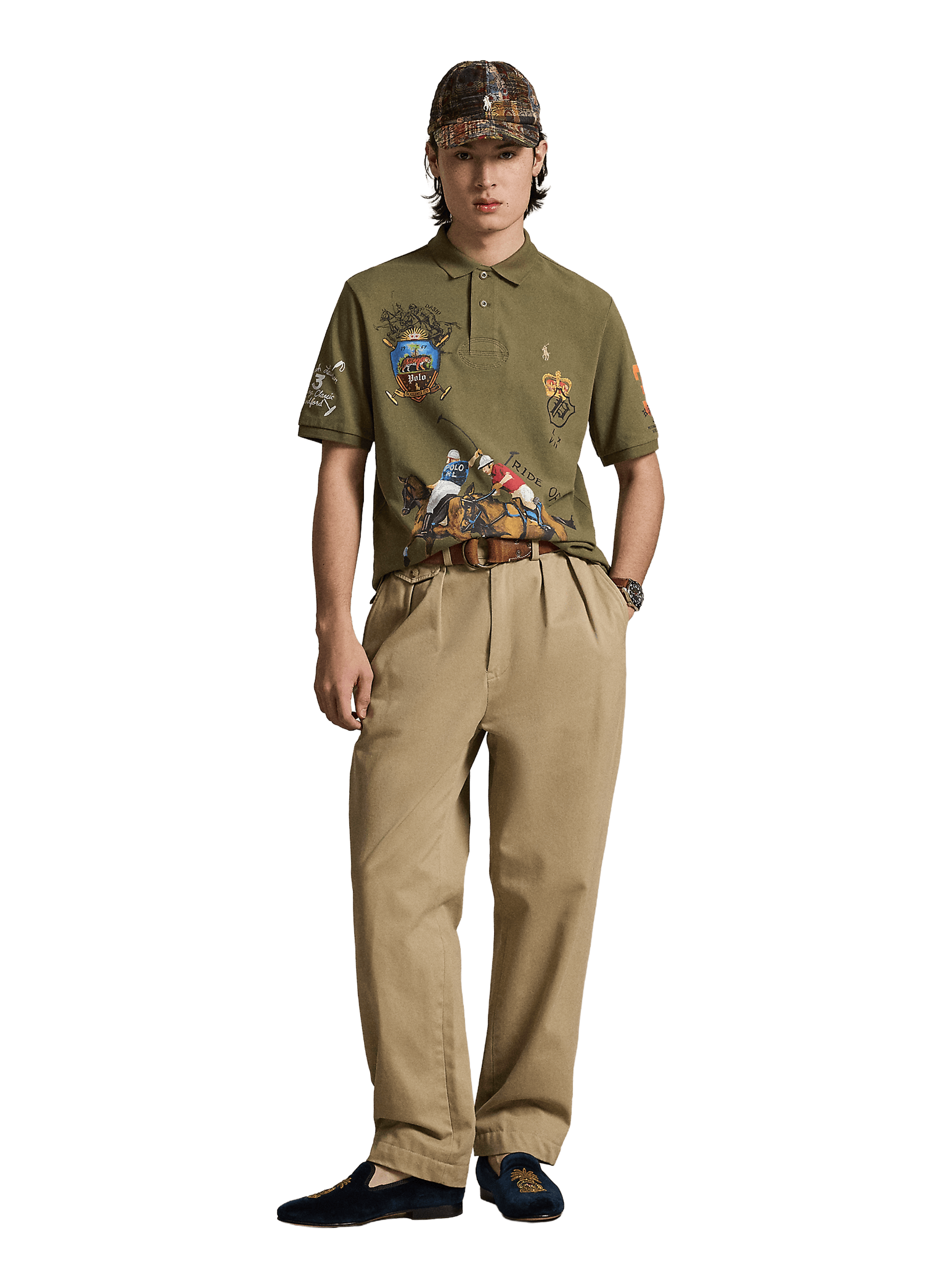 Printed short-sleeve cotton polo POLO RALPH LAUREN Green