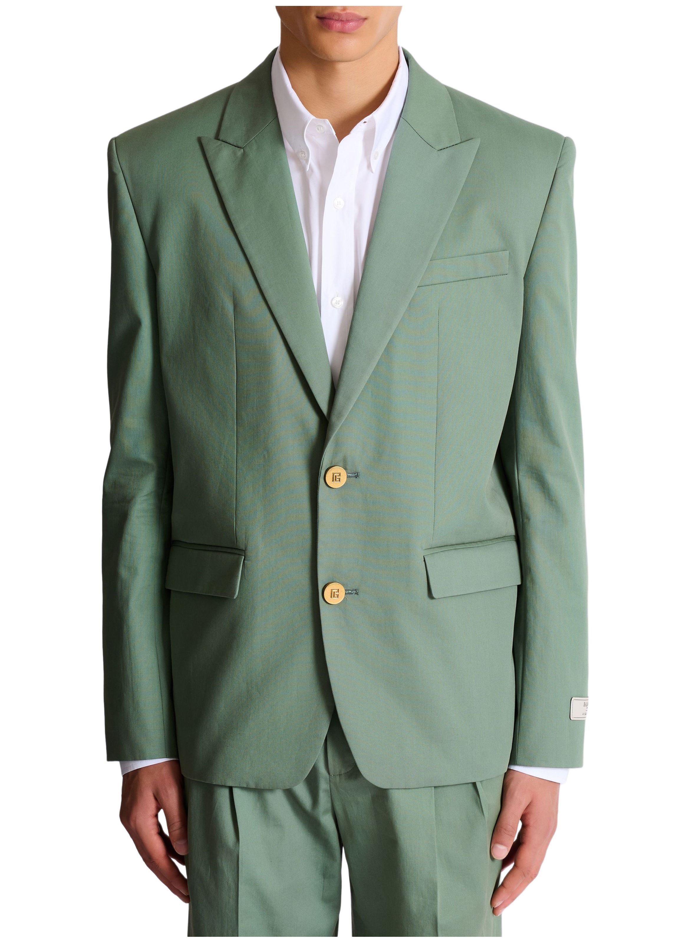 Veste 2 boutons en sergé de coton BALMAIN Vert