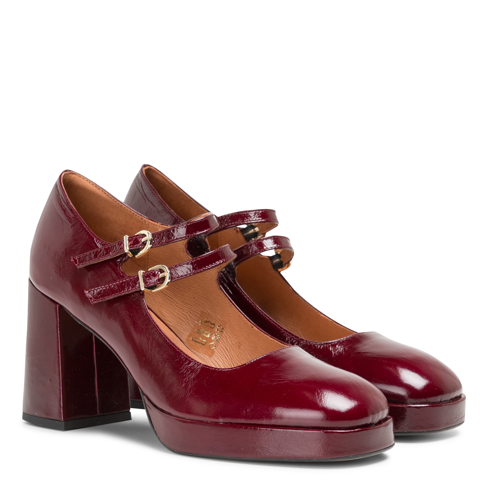 Babies à doubles brides et plateforme verite JONAK Rouge