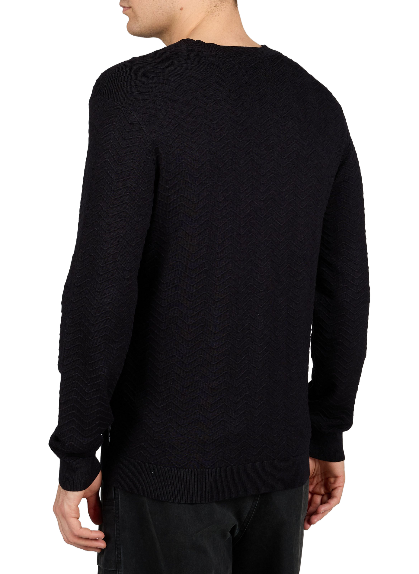 Straight knit sweater in zigzag pattern ARMANI EXCHANGE Blue