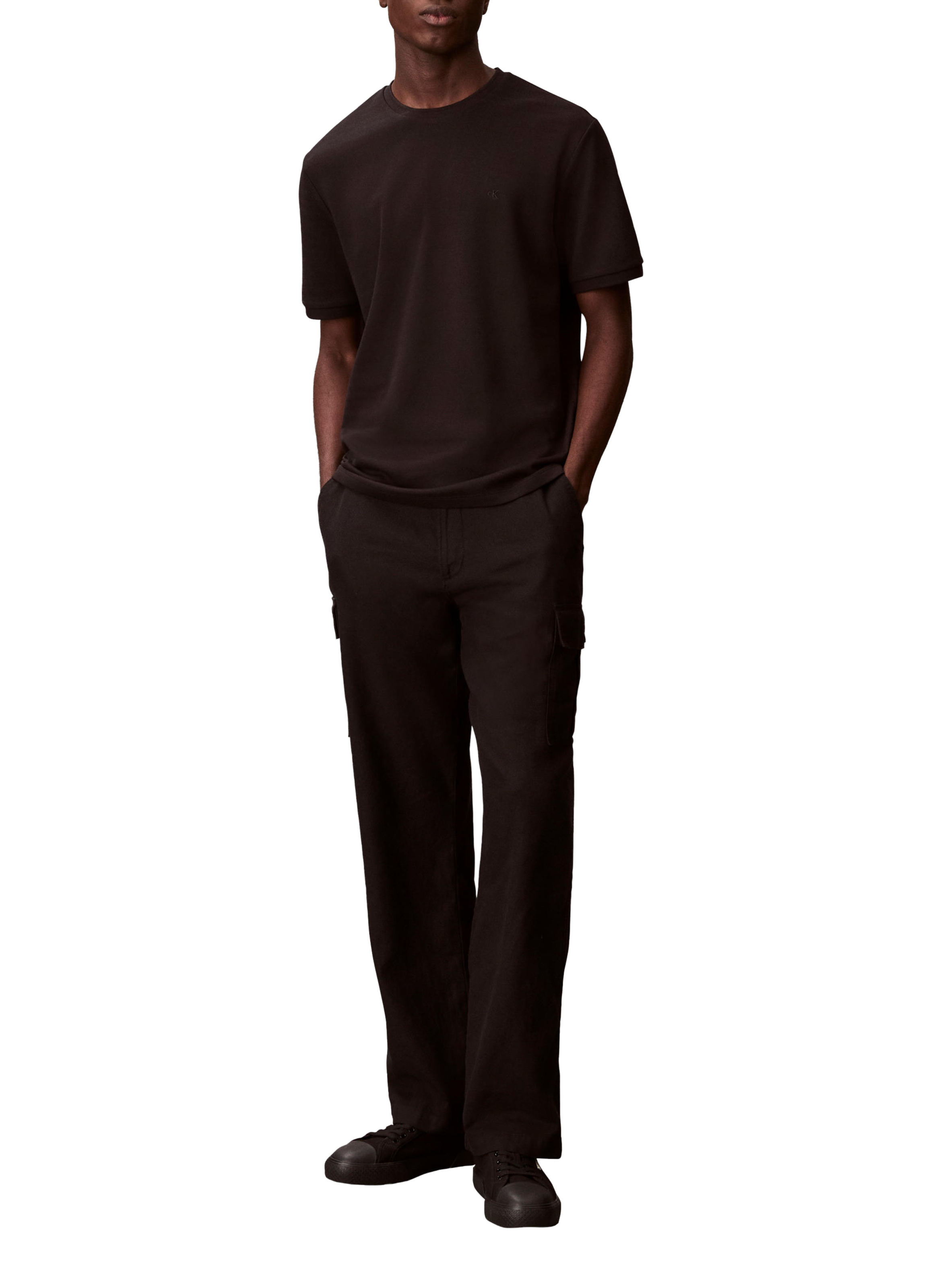 T-shirt manches courtes en coton mélangé CALVIN KLEIN Noir