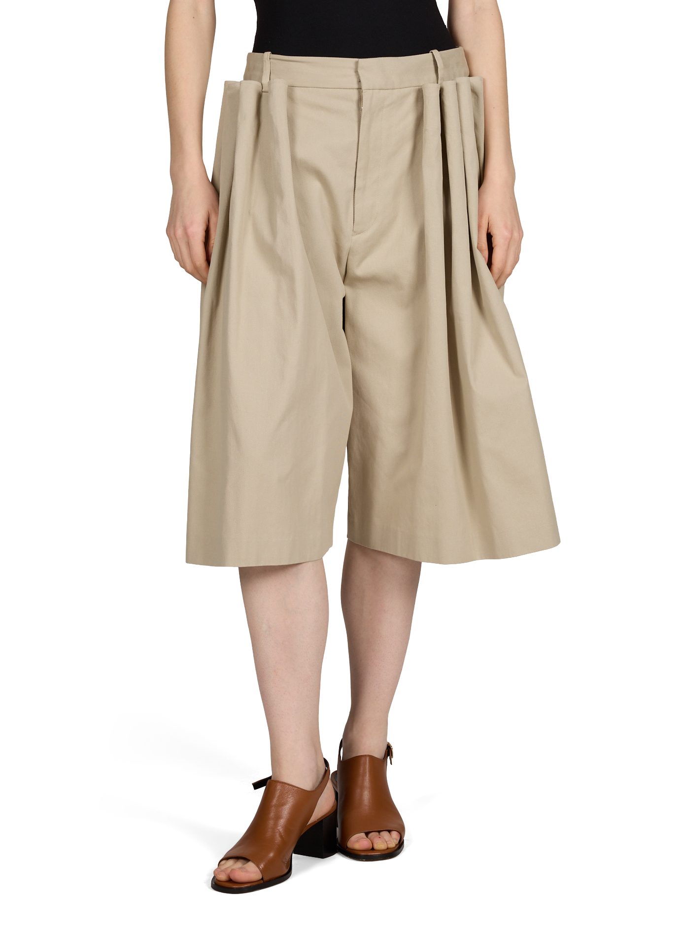 Bermuda large plissé en coton TIBI Beige