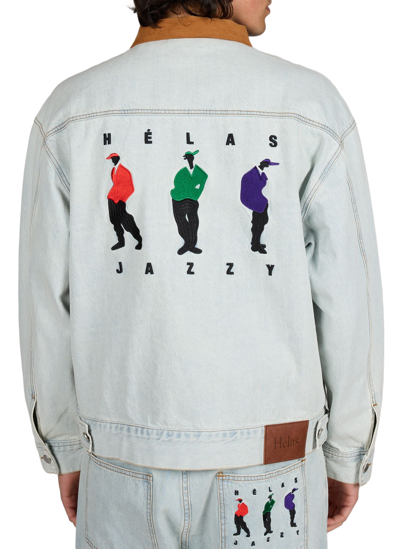 Veste en jean col classique brodée  HELAS CAPS Bleu