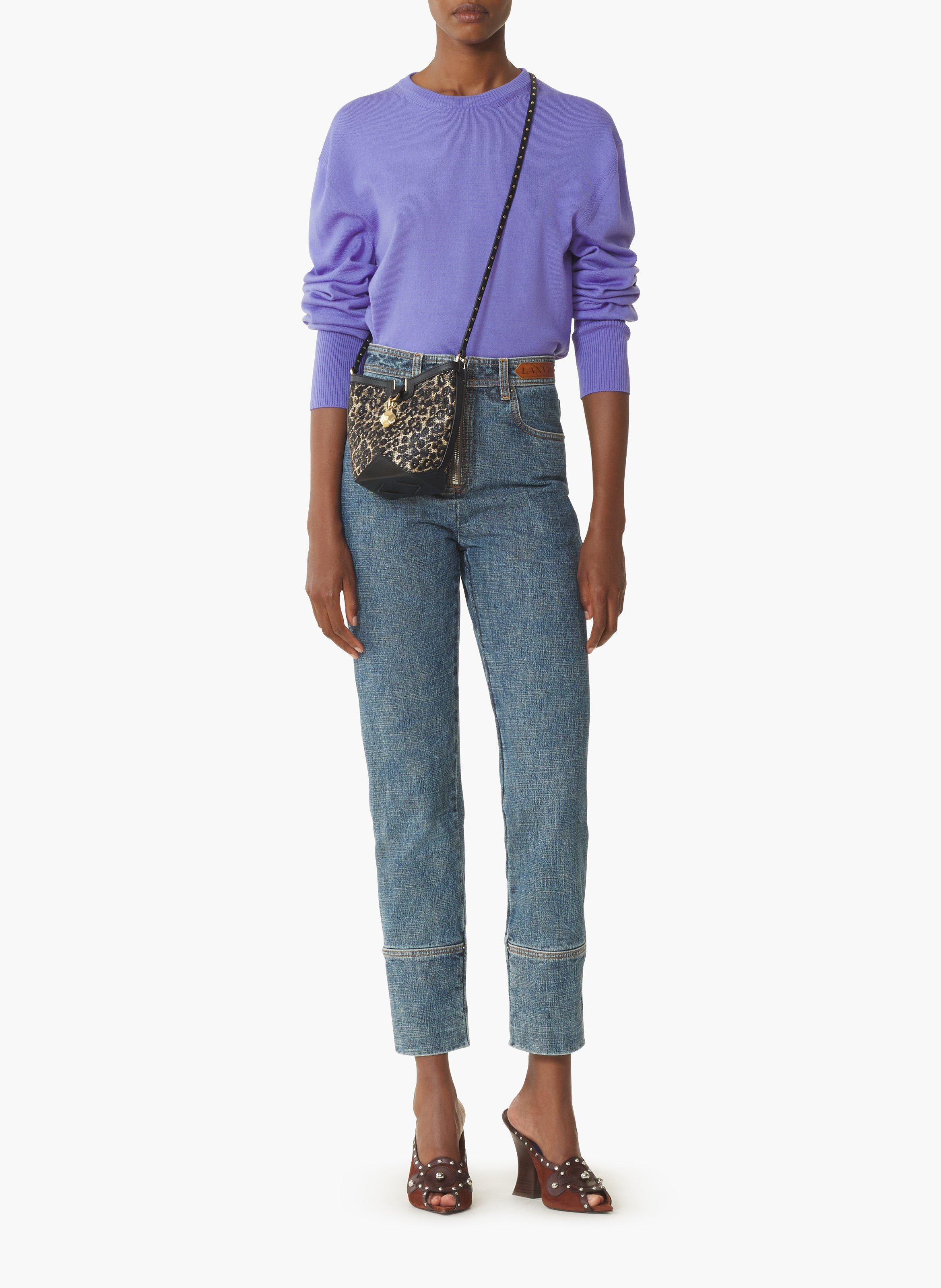 Pull détail gros grain en mérinos LANVIN Violet