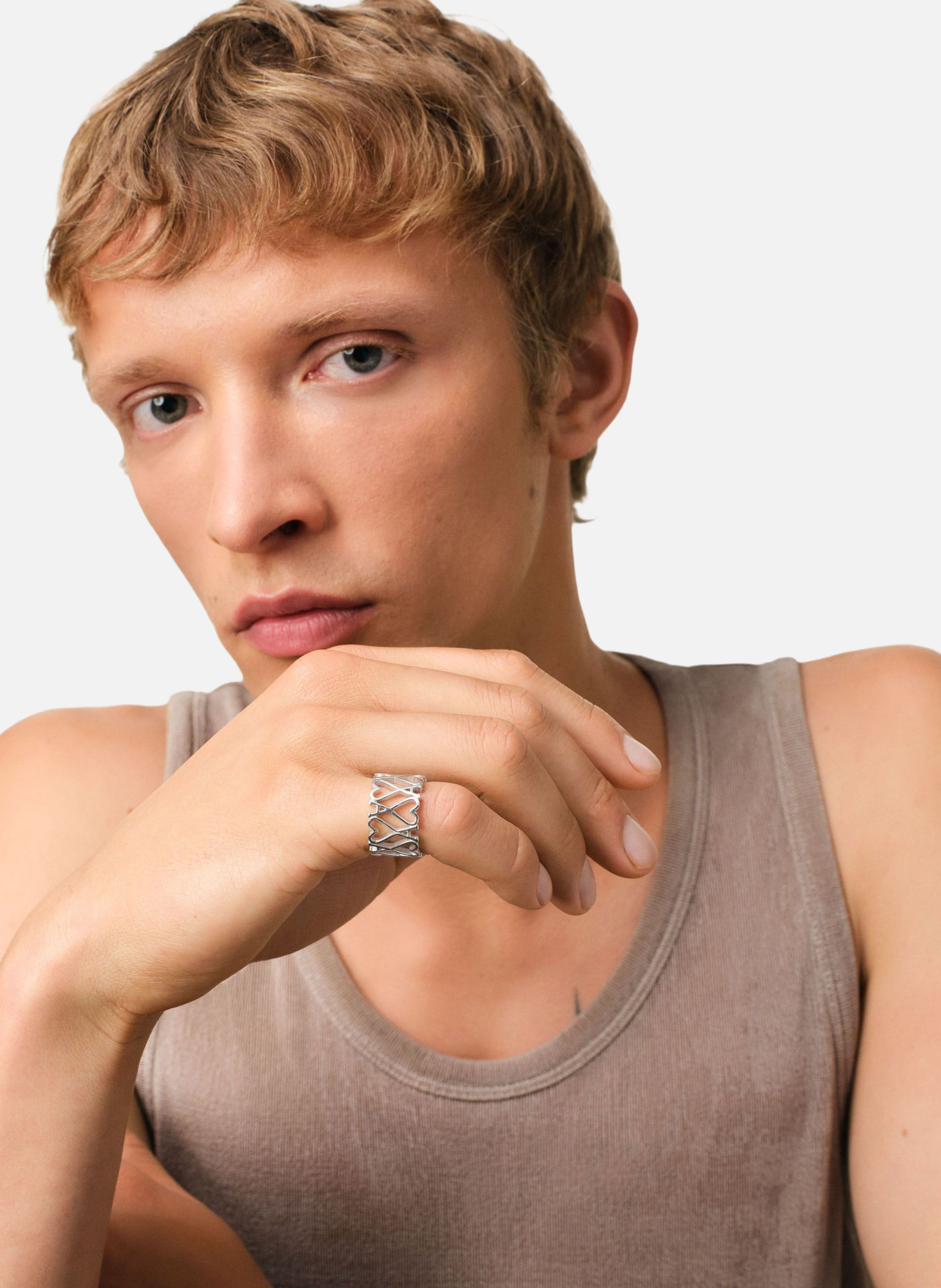 Bague ami de coeur unisexe Gris