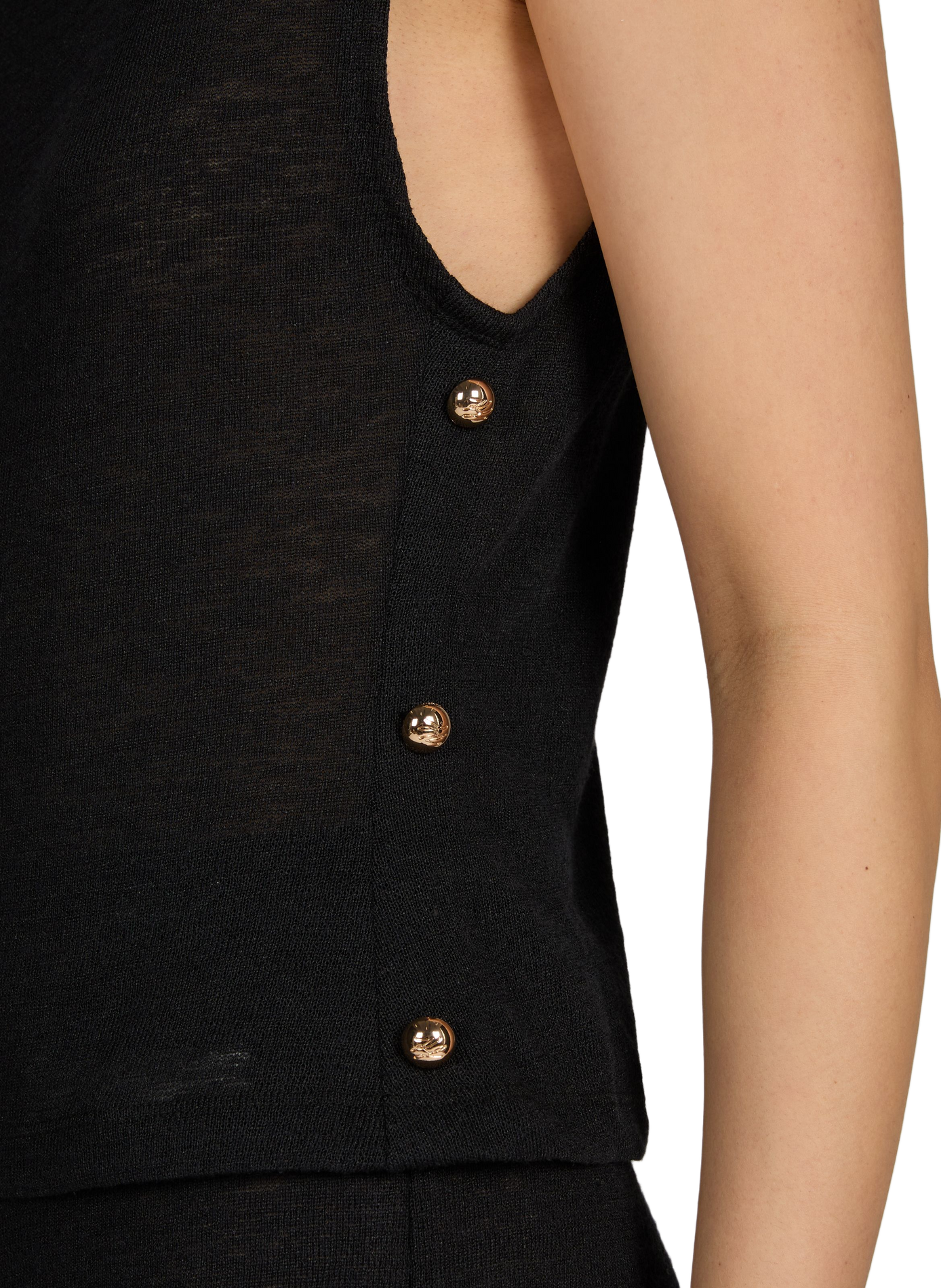 Sleeveless Signature Button-Up Top KARL LAGERFELD Black