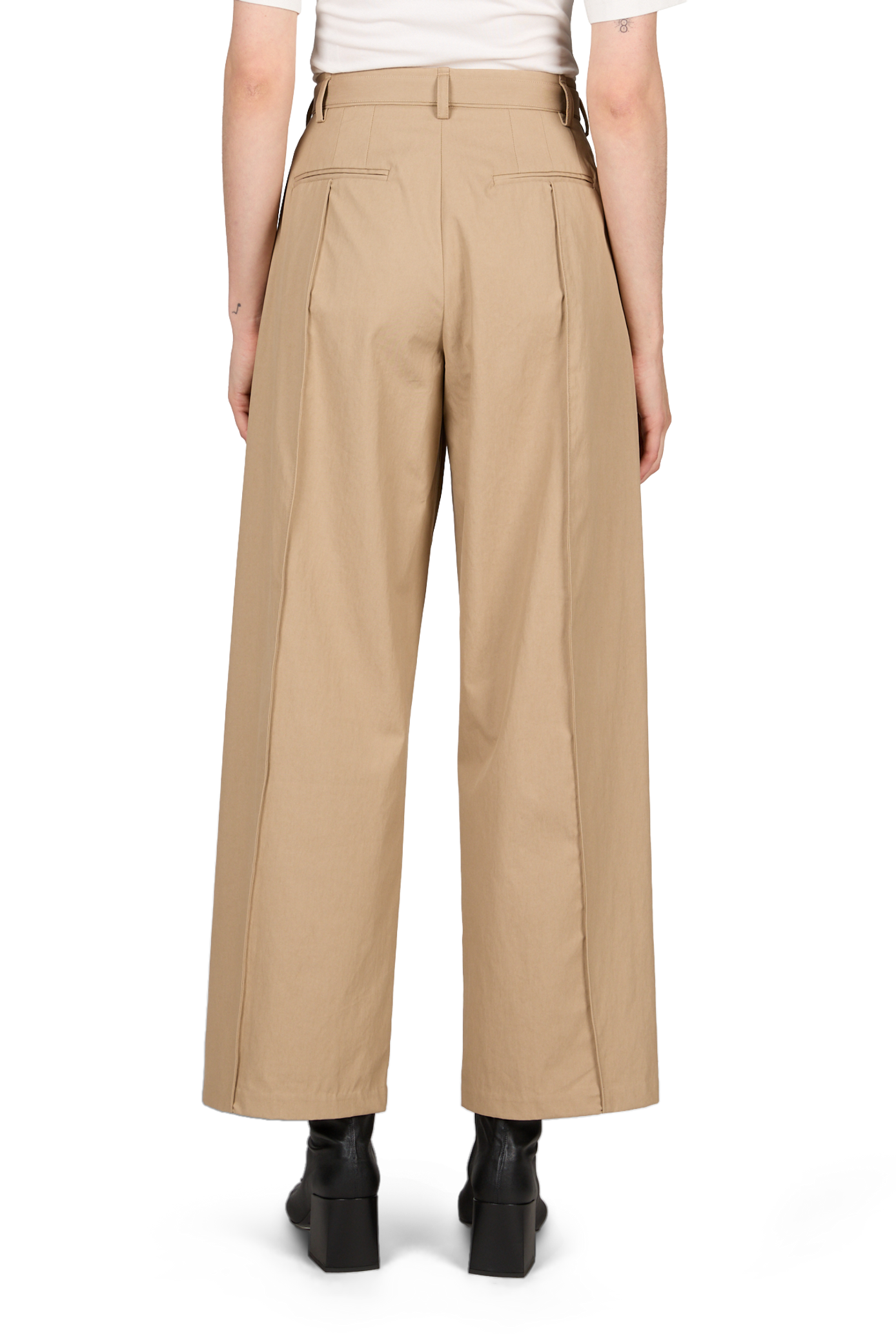 Pantalon avec ceinture amovible en coton mélangé CO Marron