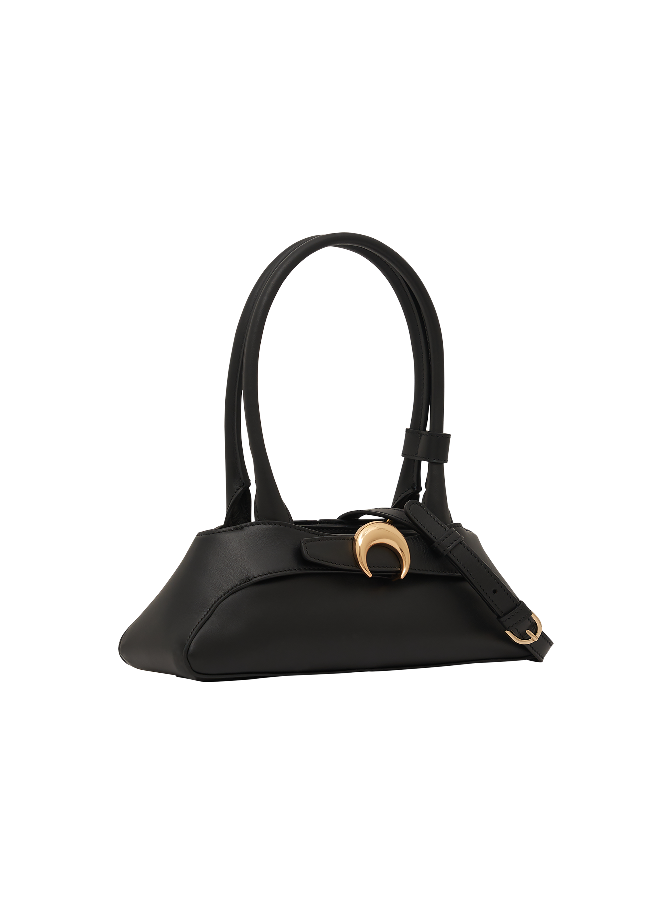 Smooth leather aurora baguette mini MARINE SERRE Black