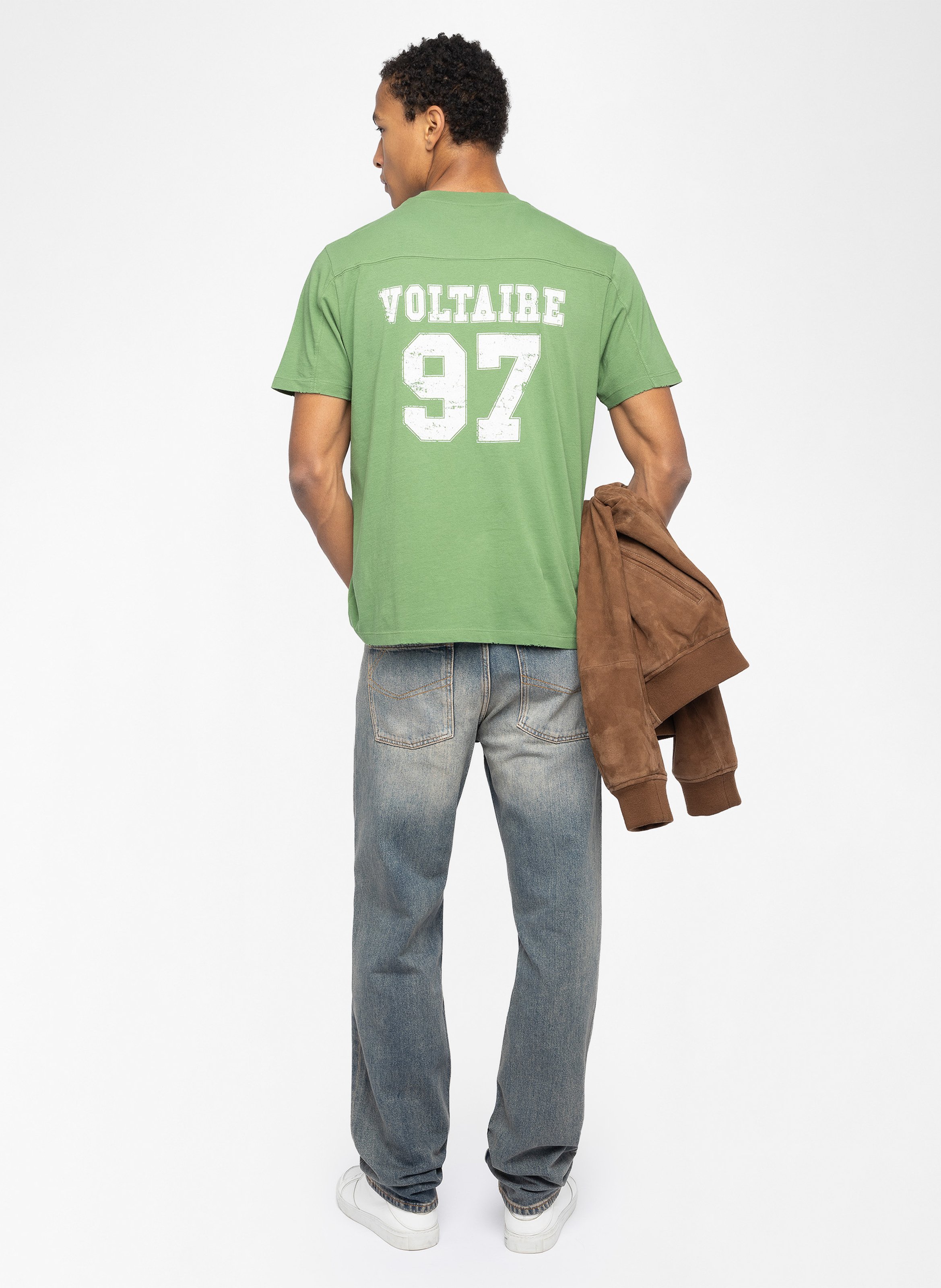 Straight round-neck cotton T-shirt with Tommy screen print ZADIG&VOLTAIRE Green