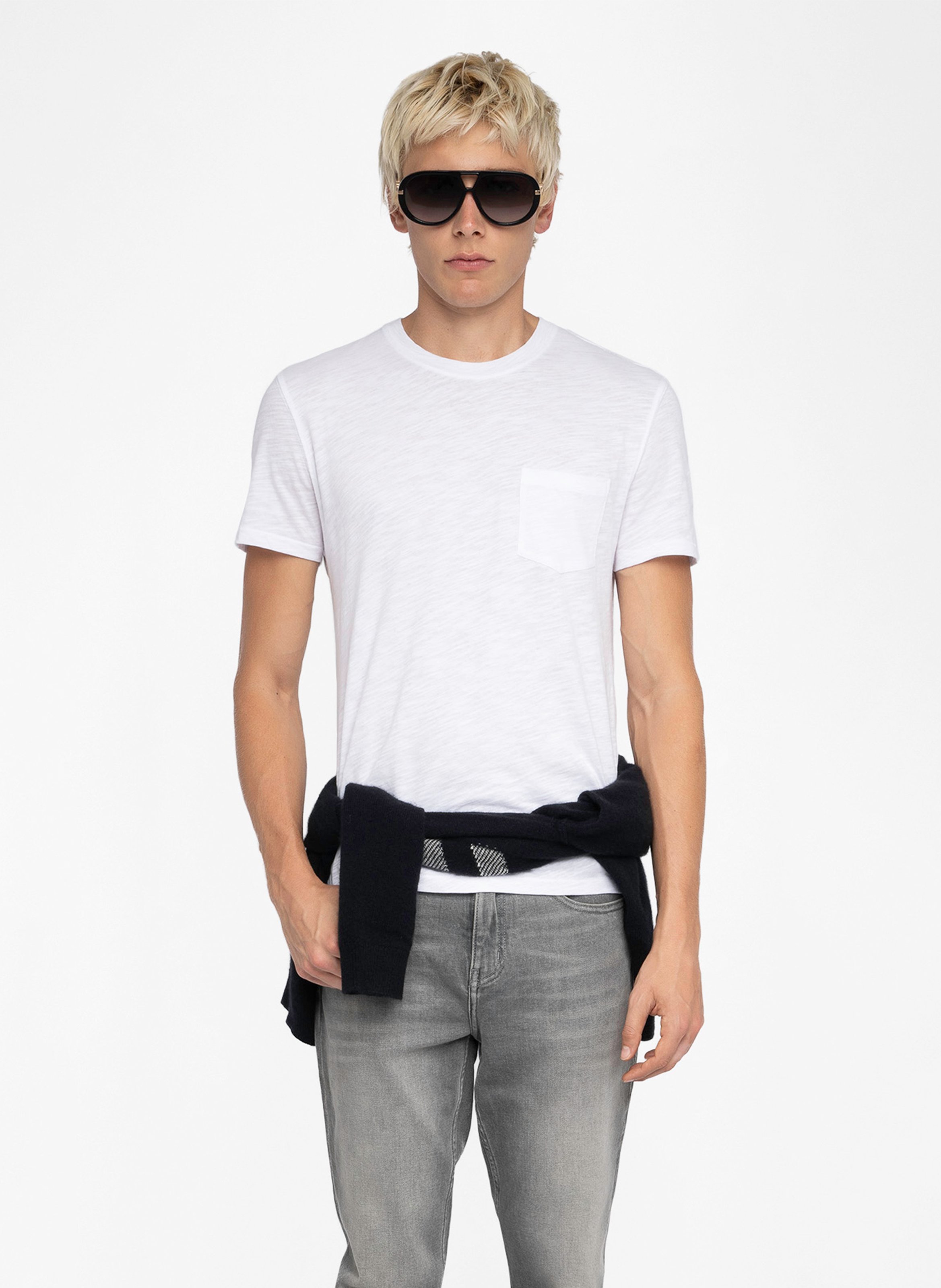 Tee-shirt droit col rond sérigraphié en coton stockholm ZADIG&VOLTAIRE Blanc