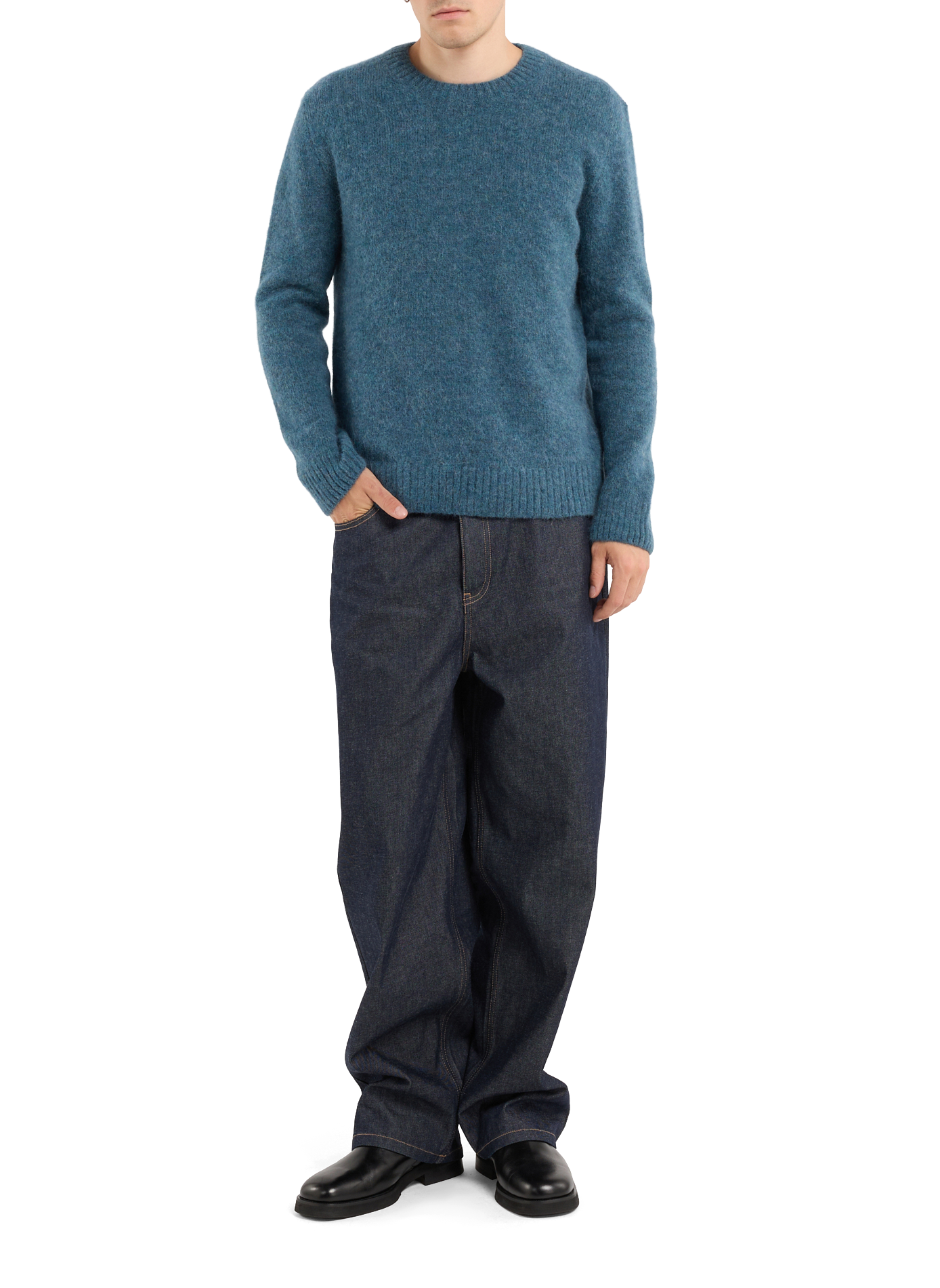 Round neck alpaca blend sweater SAISON 1865 Blue