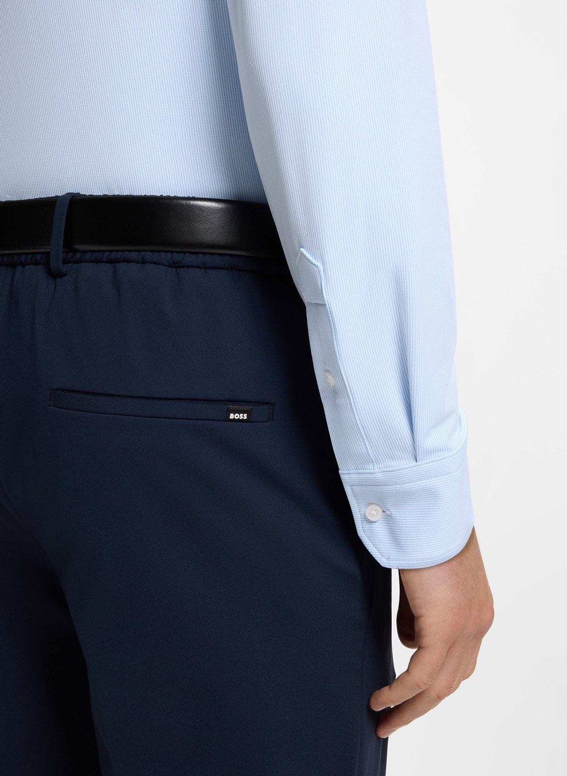Chemise droite boutonnée unie BOSS Bleu