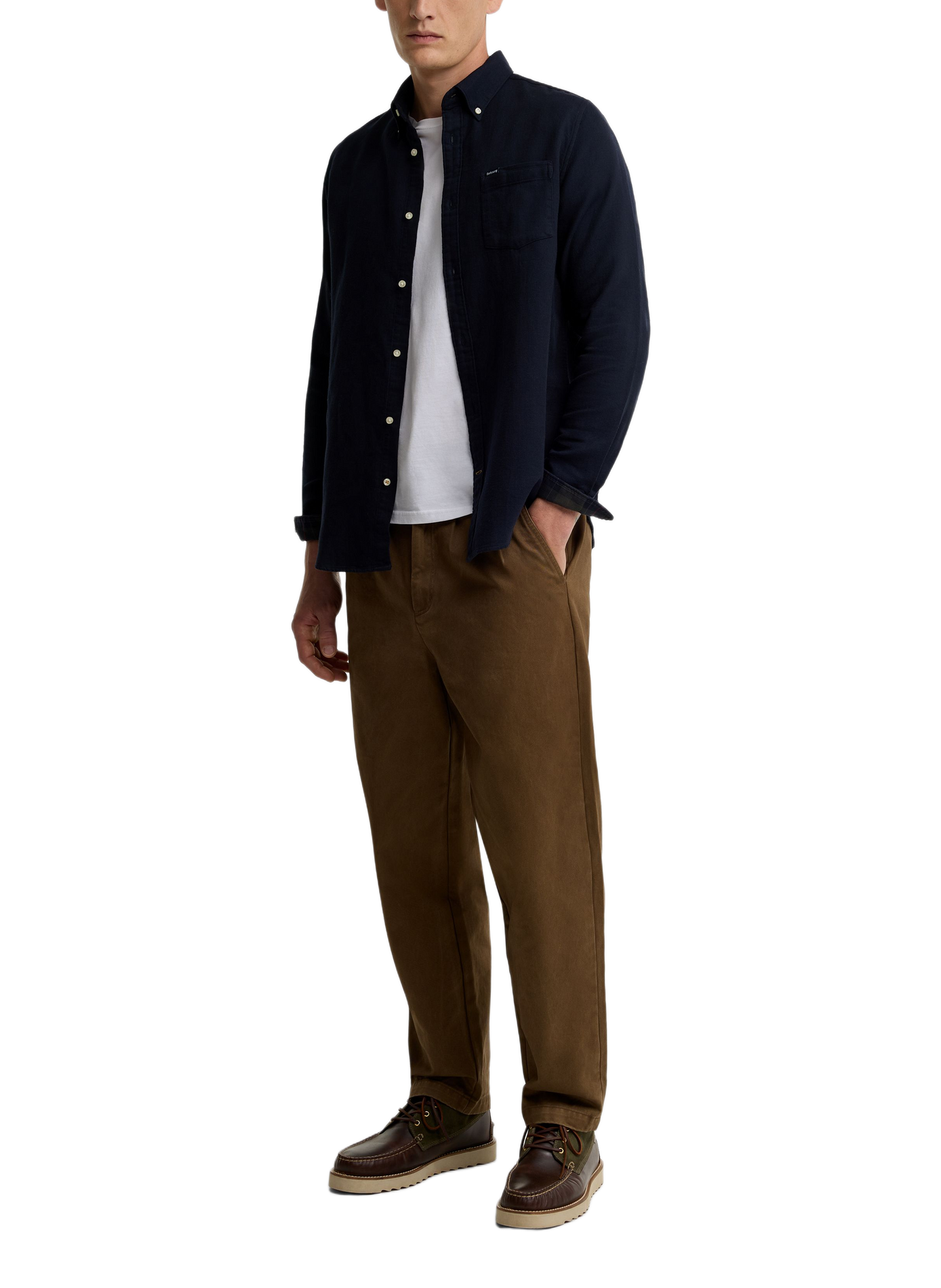 Rechte blouse met knoopkraag in effen katoen BARBOUR Blauw