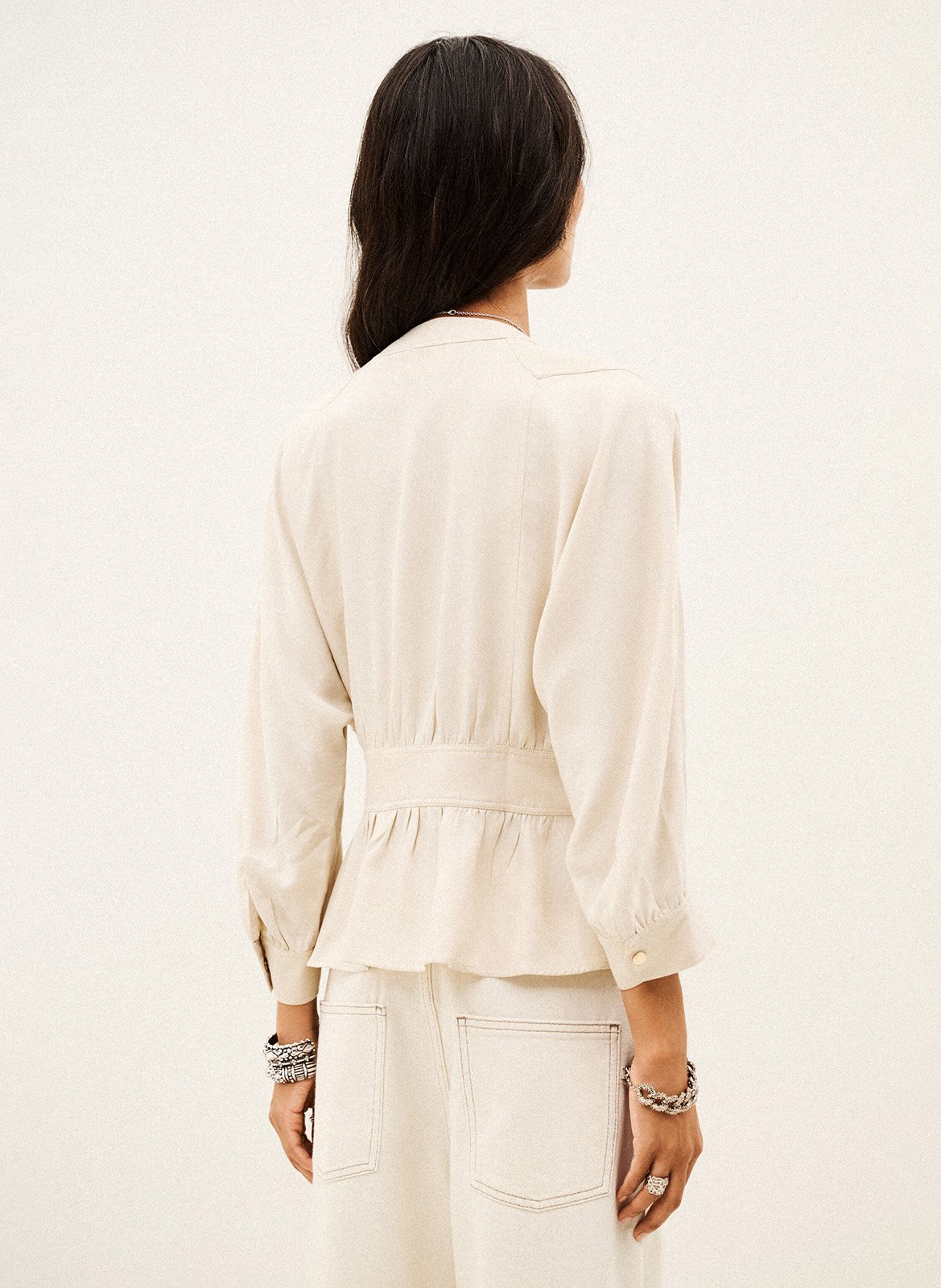 Vest met lange mouwen en strikken Precila BA&SH Beige