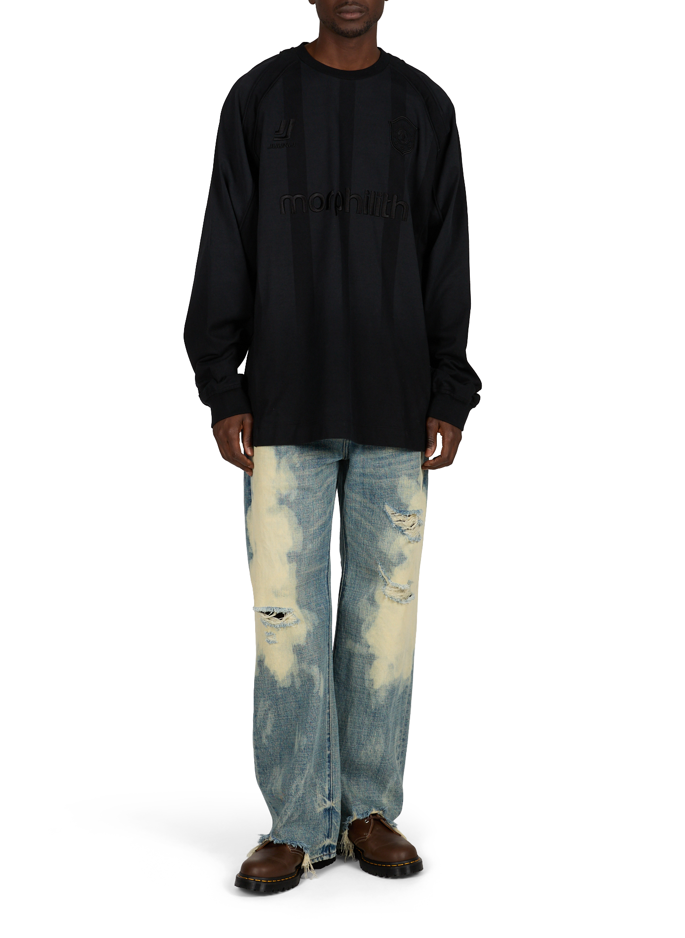 Oversized cotton logo sweater JUUN.J Black