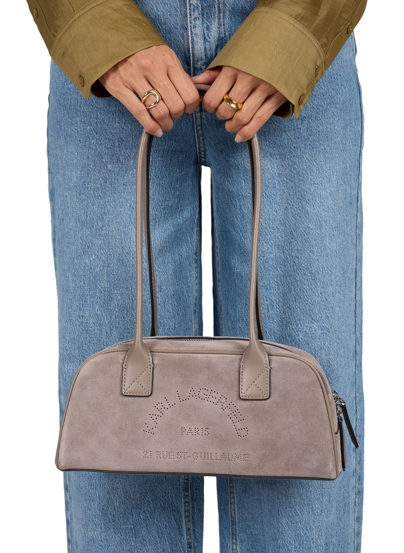 K/DAILY suede leather bag KARL LAGERFELD Grey