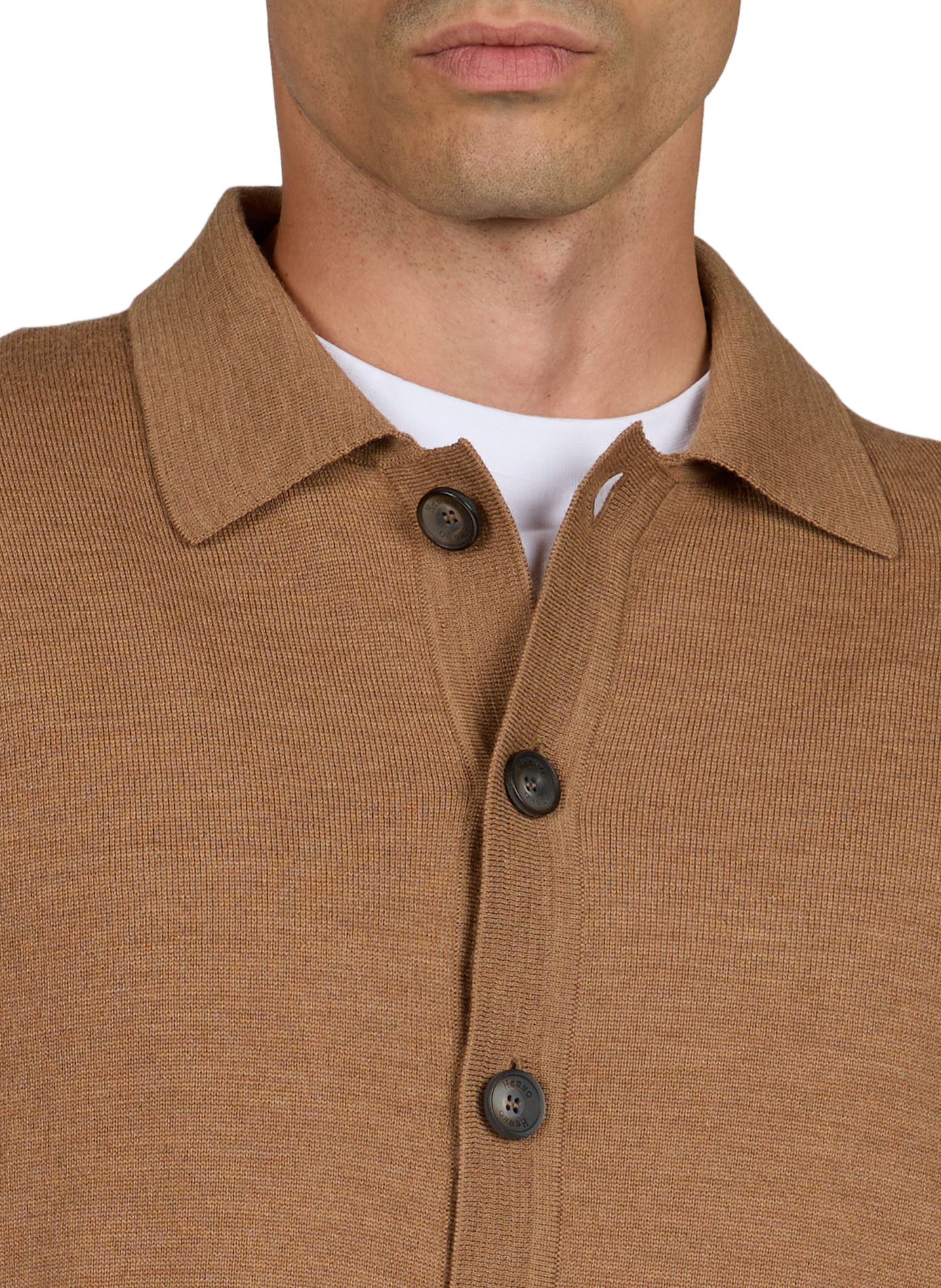 Gerade geschnittener Woll-Cardigan mit Knopfleiste HERNO Braun