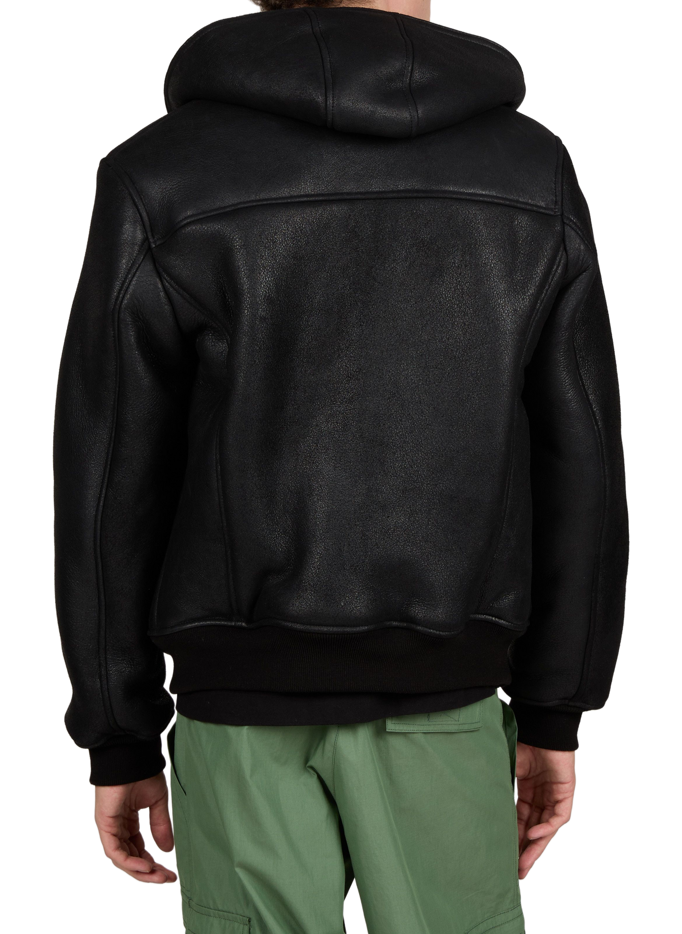 Straight-cut leather hooded jacket SCHOTT Black
