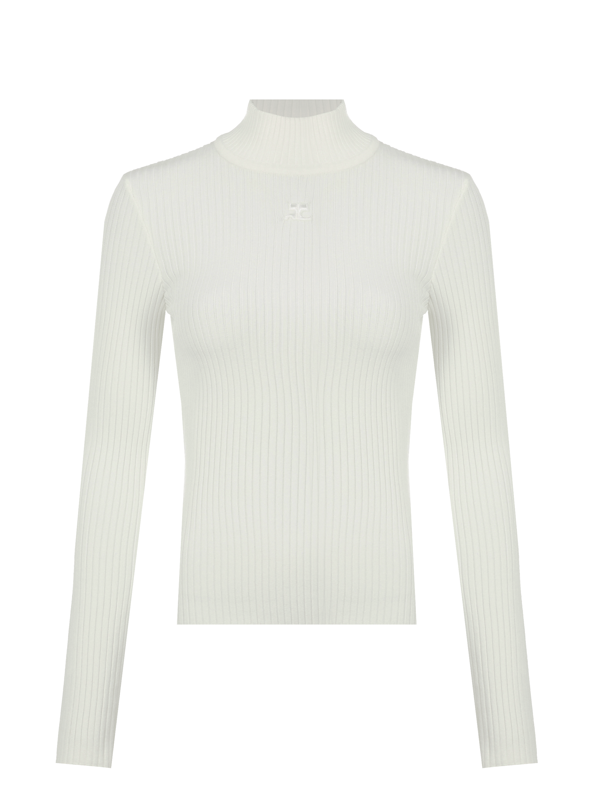Pull col roulé Réédition en maille COURRÈGES Blanc