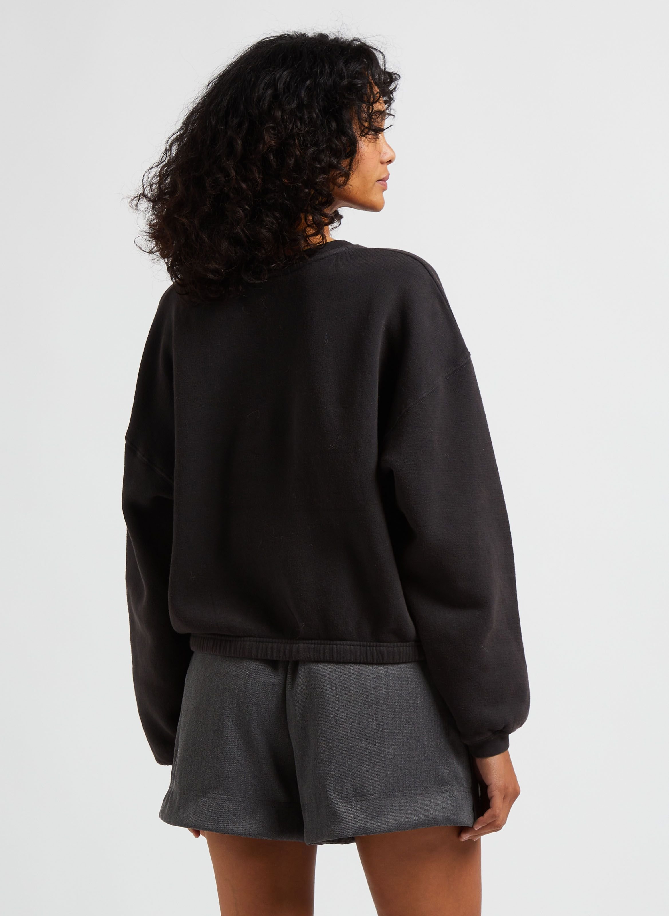 Sweat court col rond en coton mélangé izubird AMERICAN VINTAGE Noir