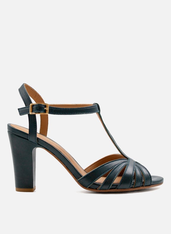 Sandales talon brides cuir lisse Vert by JULES & JENN JULES & JENN Sandales talon brides cuir lisse Vert